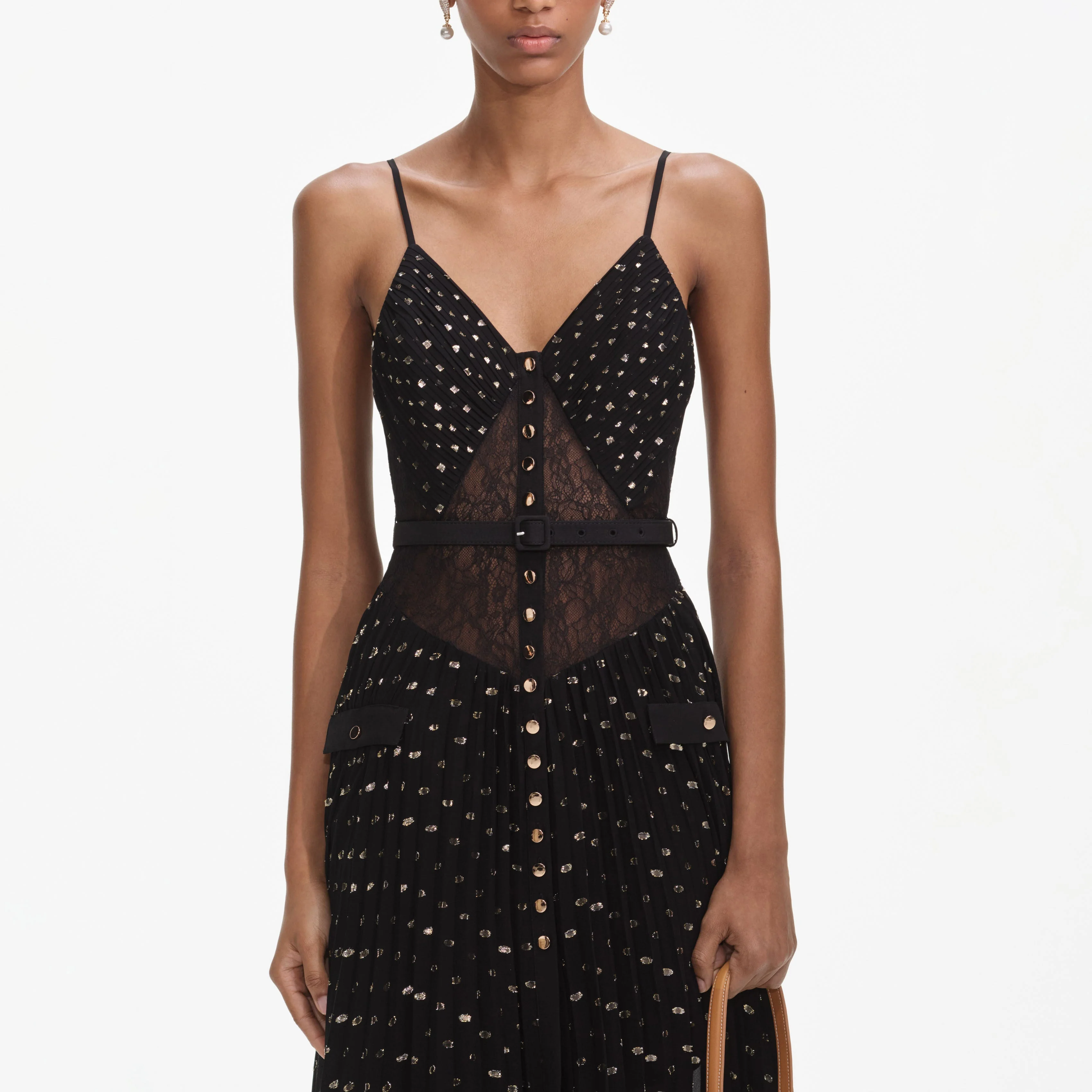 Black And Gold Chiffon Maxi Dress - Image 4