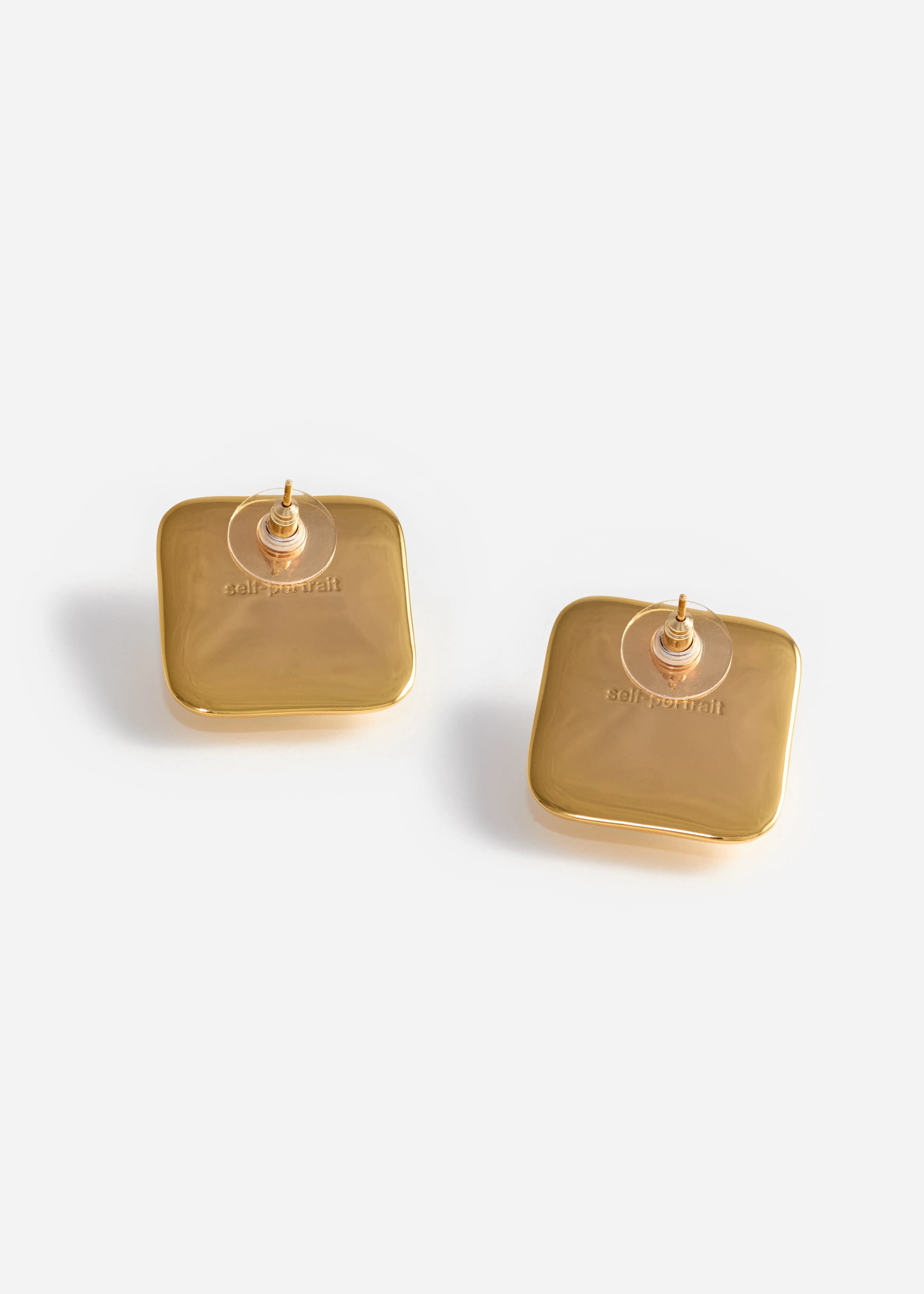 Bow Pearl Gold Square Earrings - Image 3