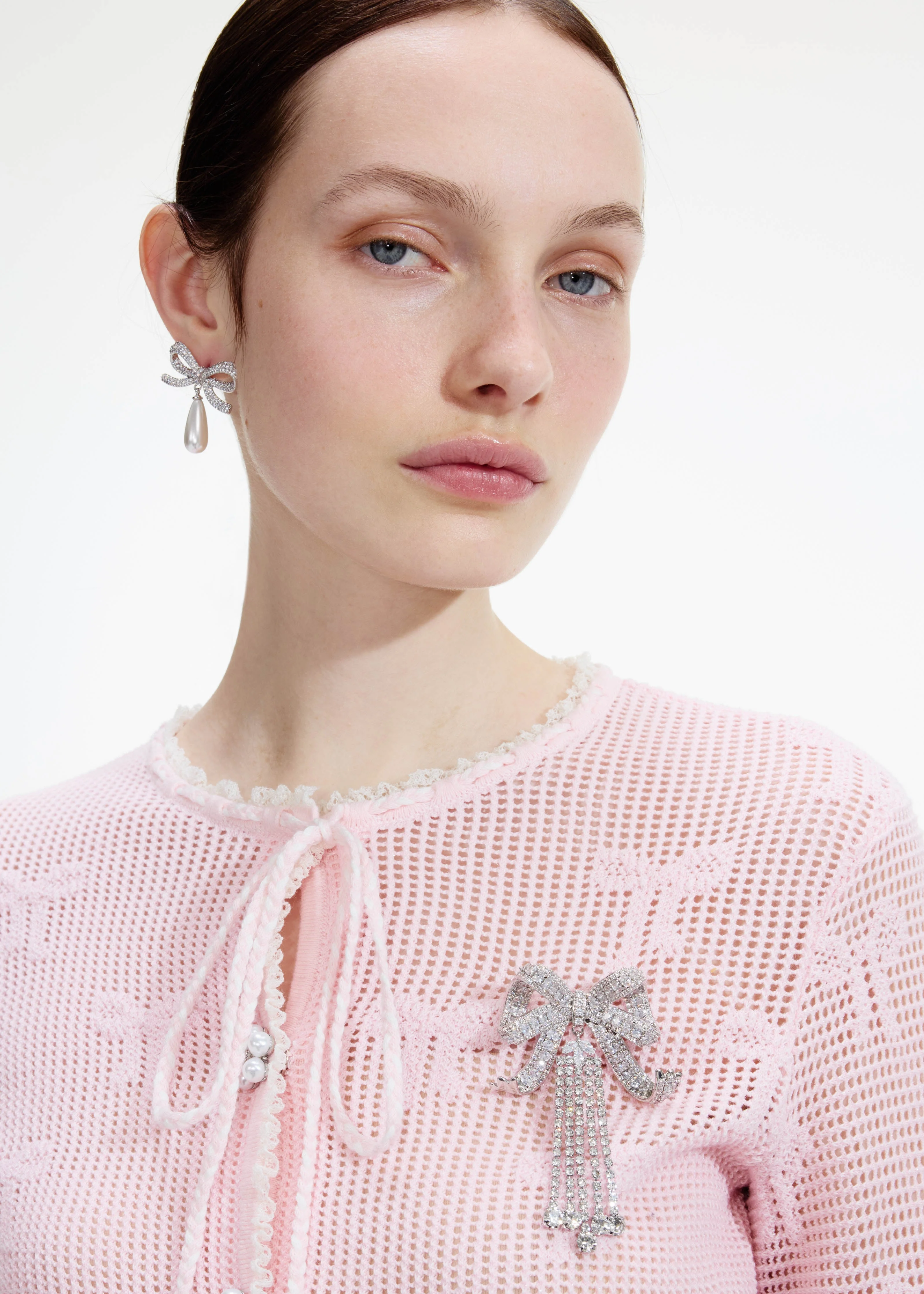 Crystal Bow Droplet Brooch - Image 2