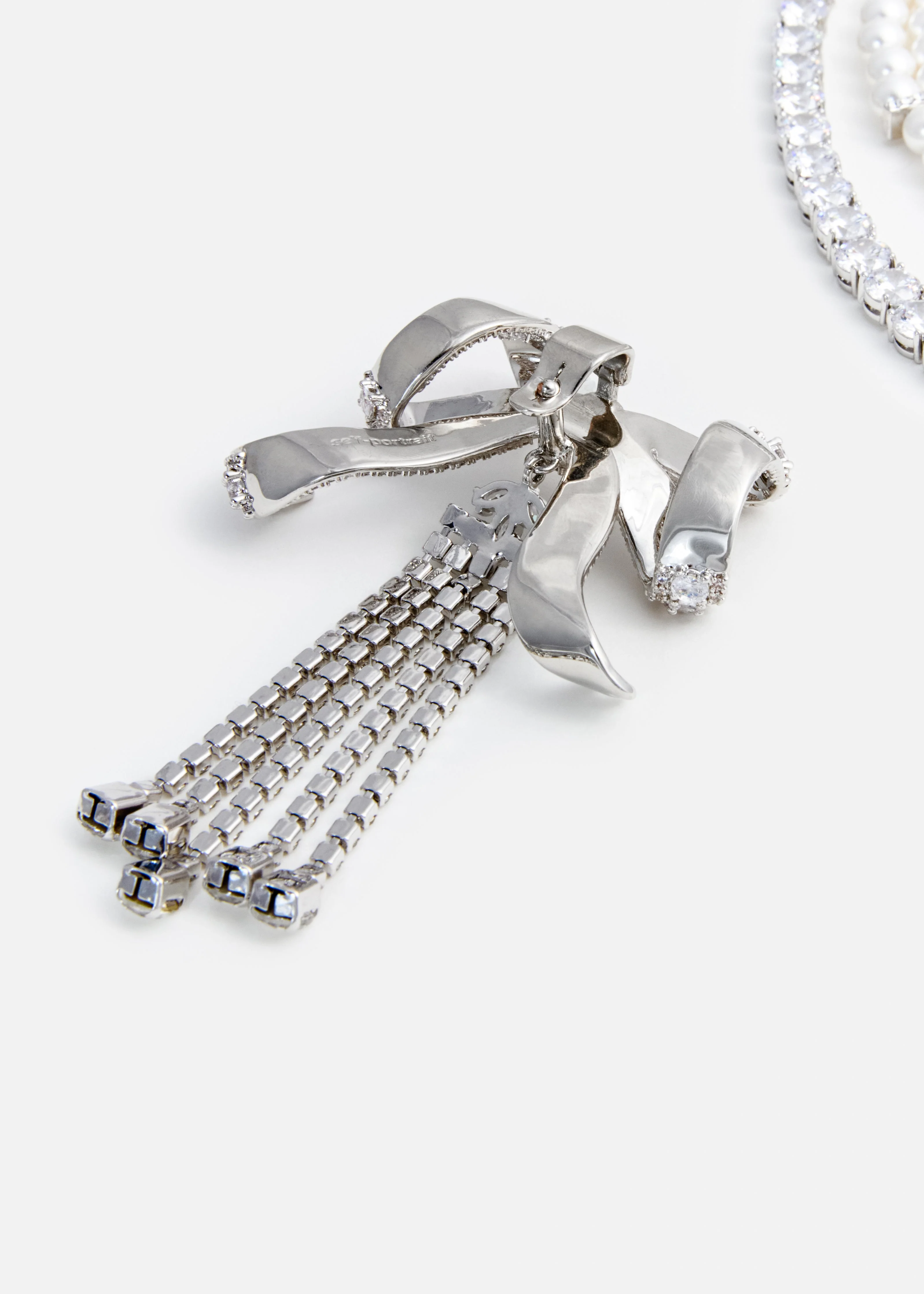 Crystal Bow Droplet Pearl Necklace - Image 4