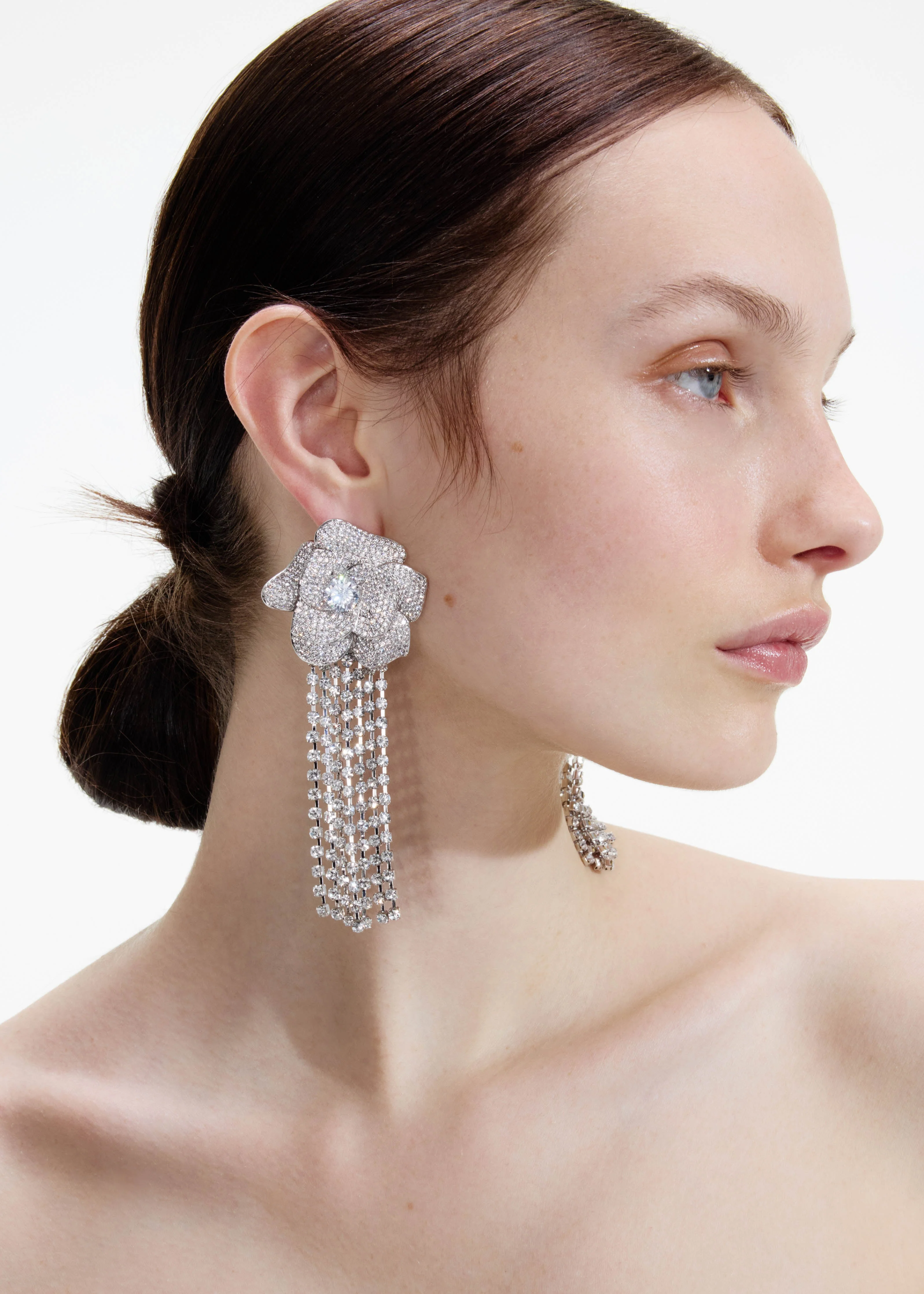 Crystal Flower Droplet Earrings - Image 2