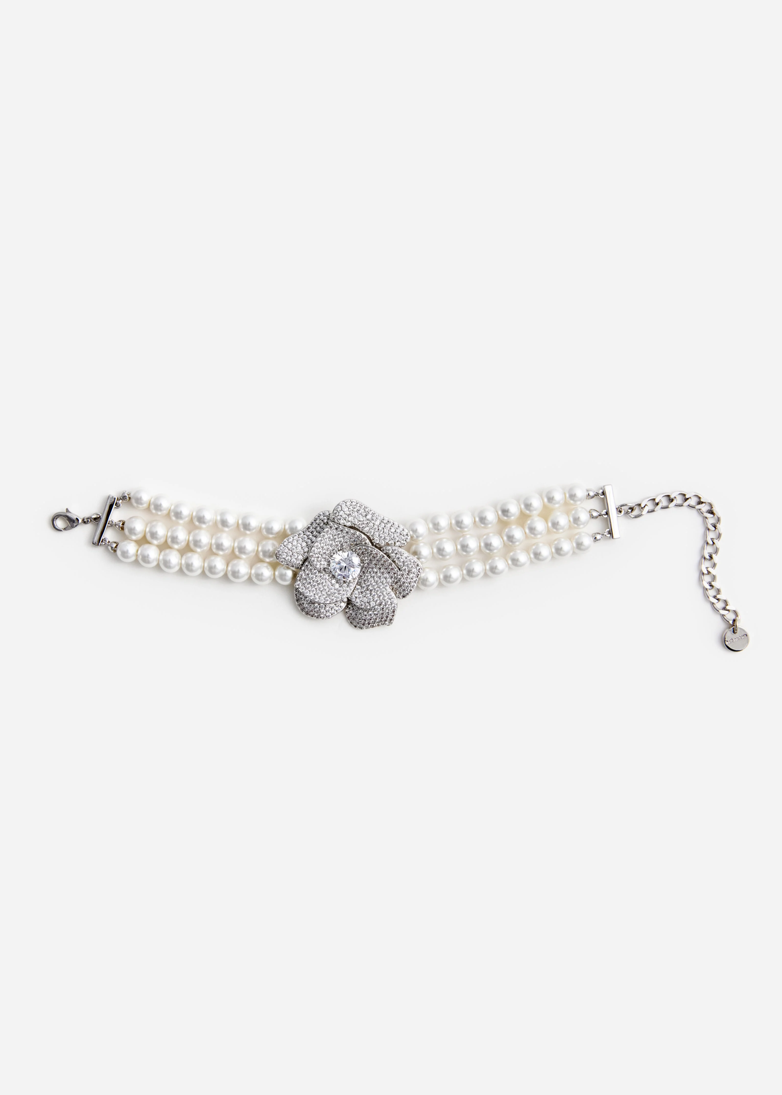 Crystal Flower Pearl Bracelet - Image 3