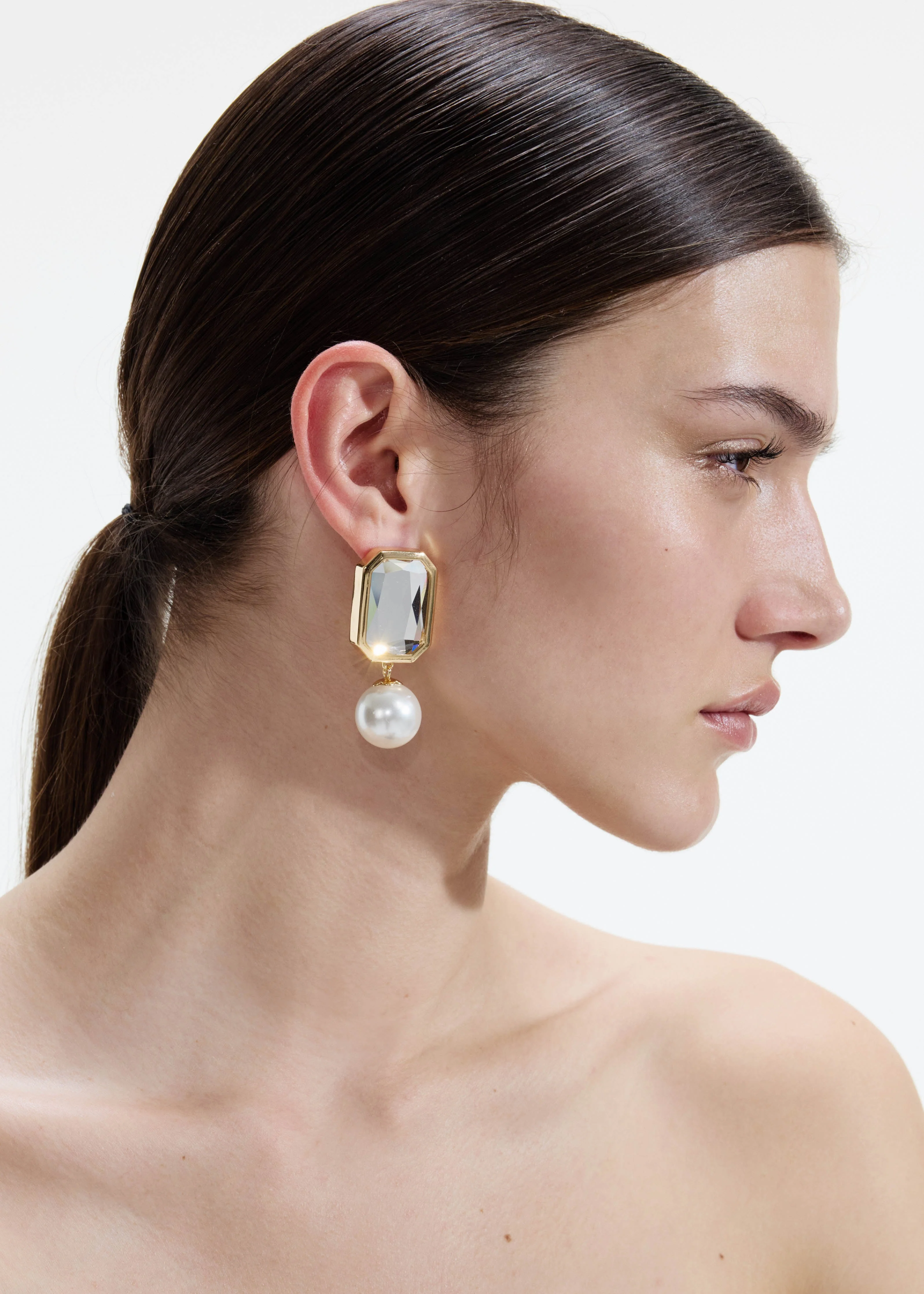 Crystal Pearl Tiered Earrings - Image 2