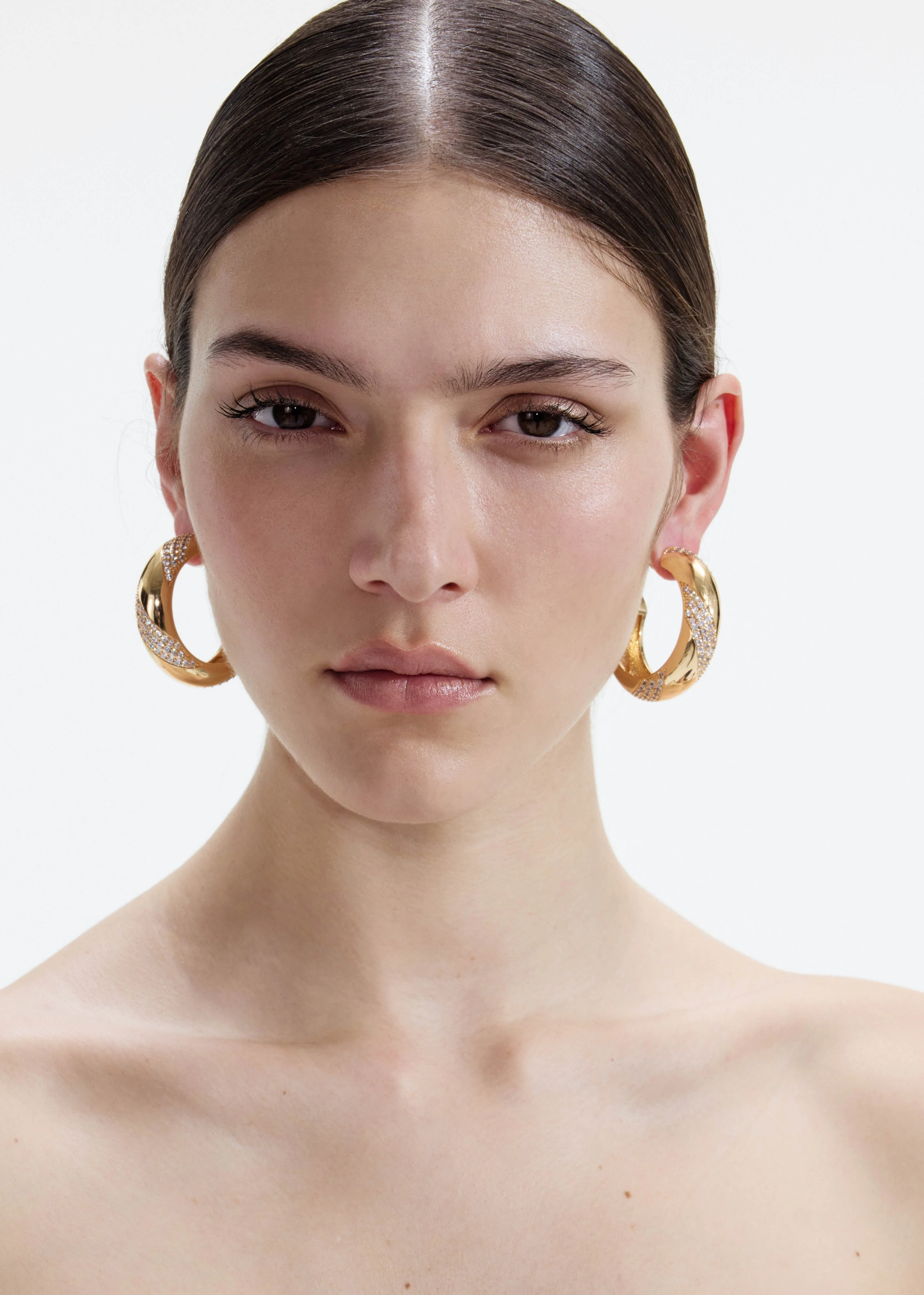 Gold And Crystal Hoop Earrings - Image 2