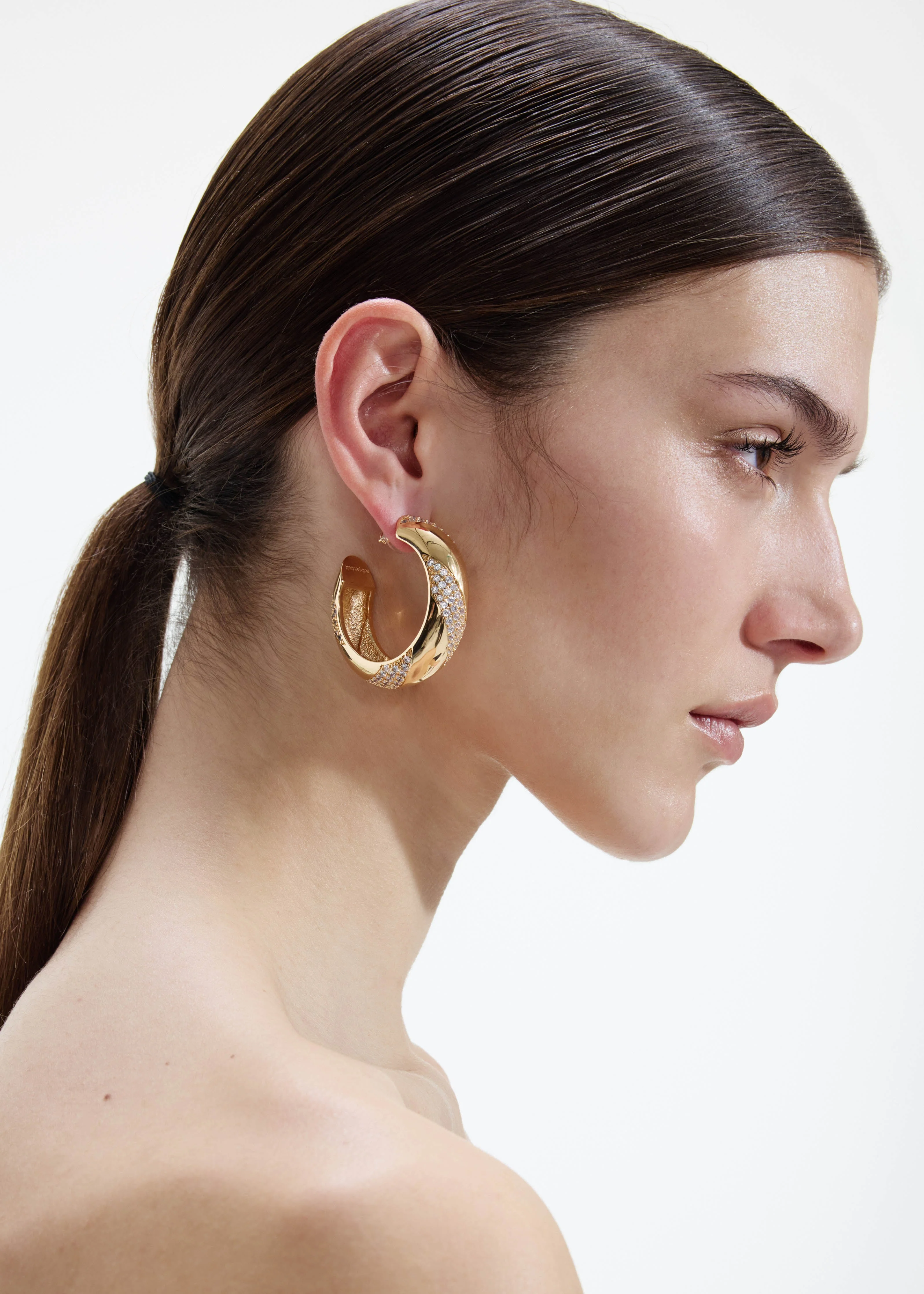 Gold And Crystal Hoop Earrings - Image 4