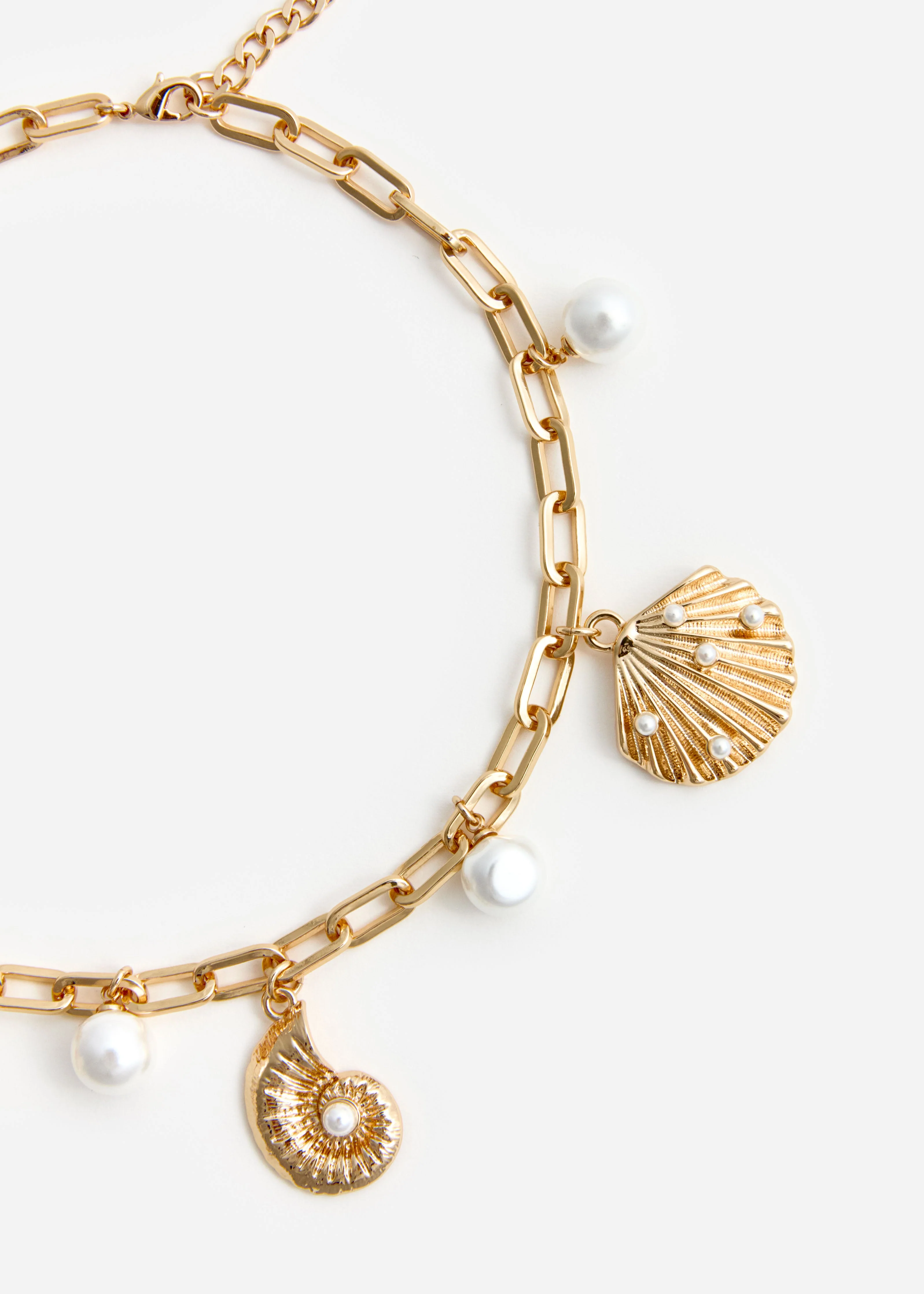 Gold Pearl Shell Charm Necklace - Image 3