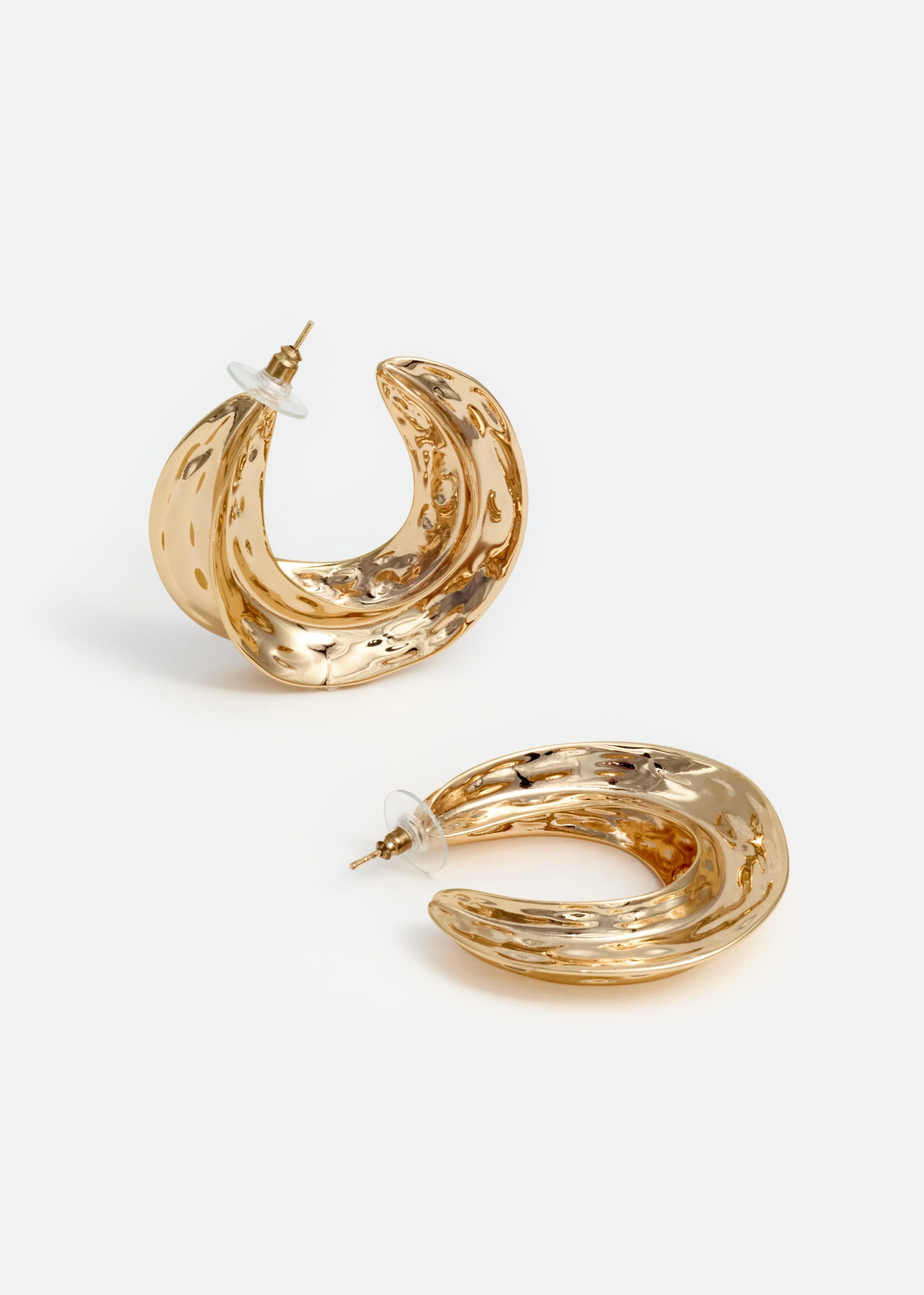 Gold Sculpted Hoop Earrings - Image 3