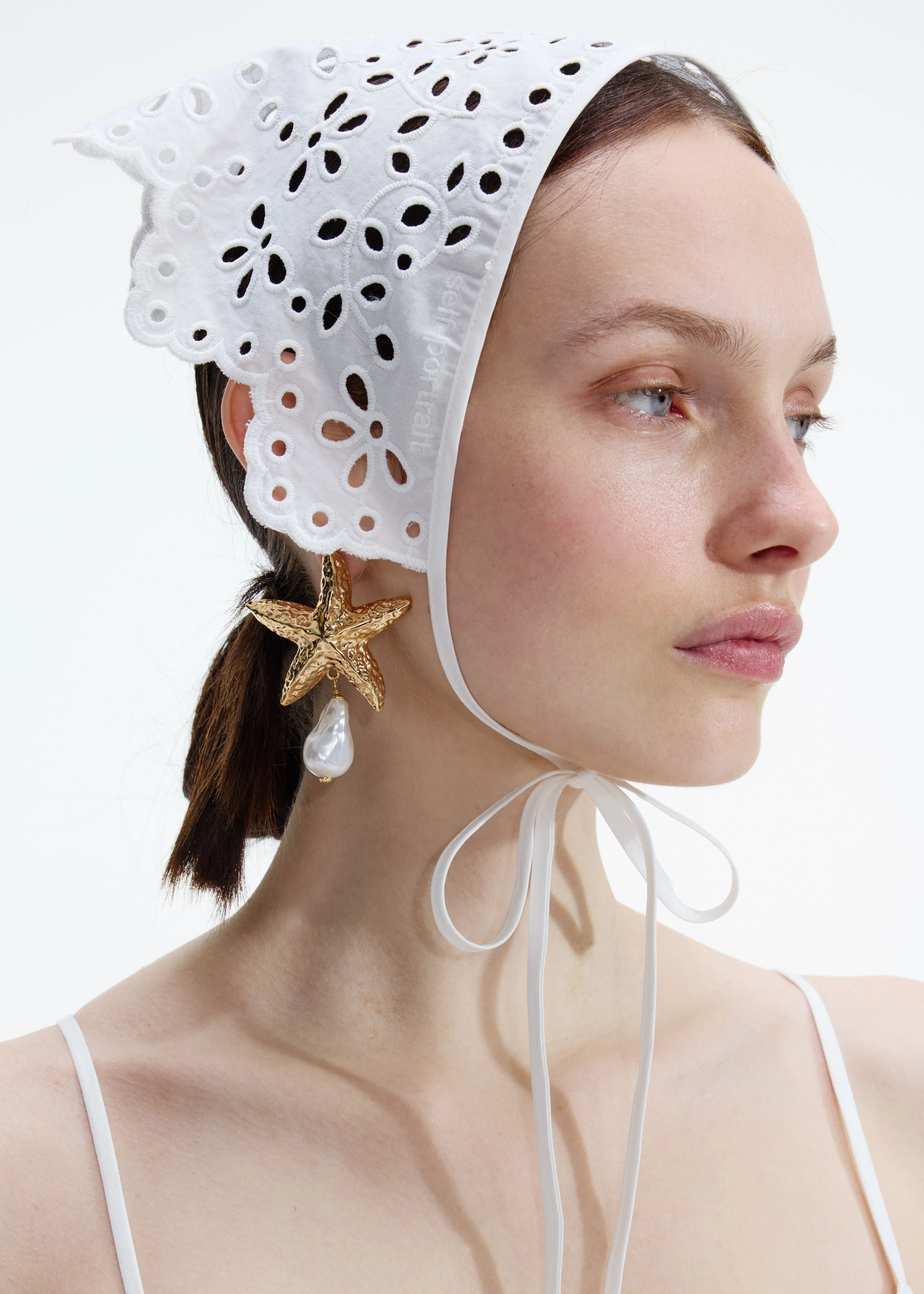 Mottled Gold Sea Star Pearl Earrings - Image 2