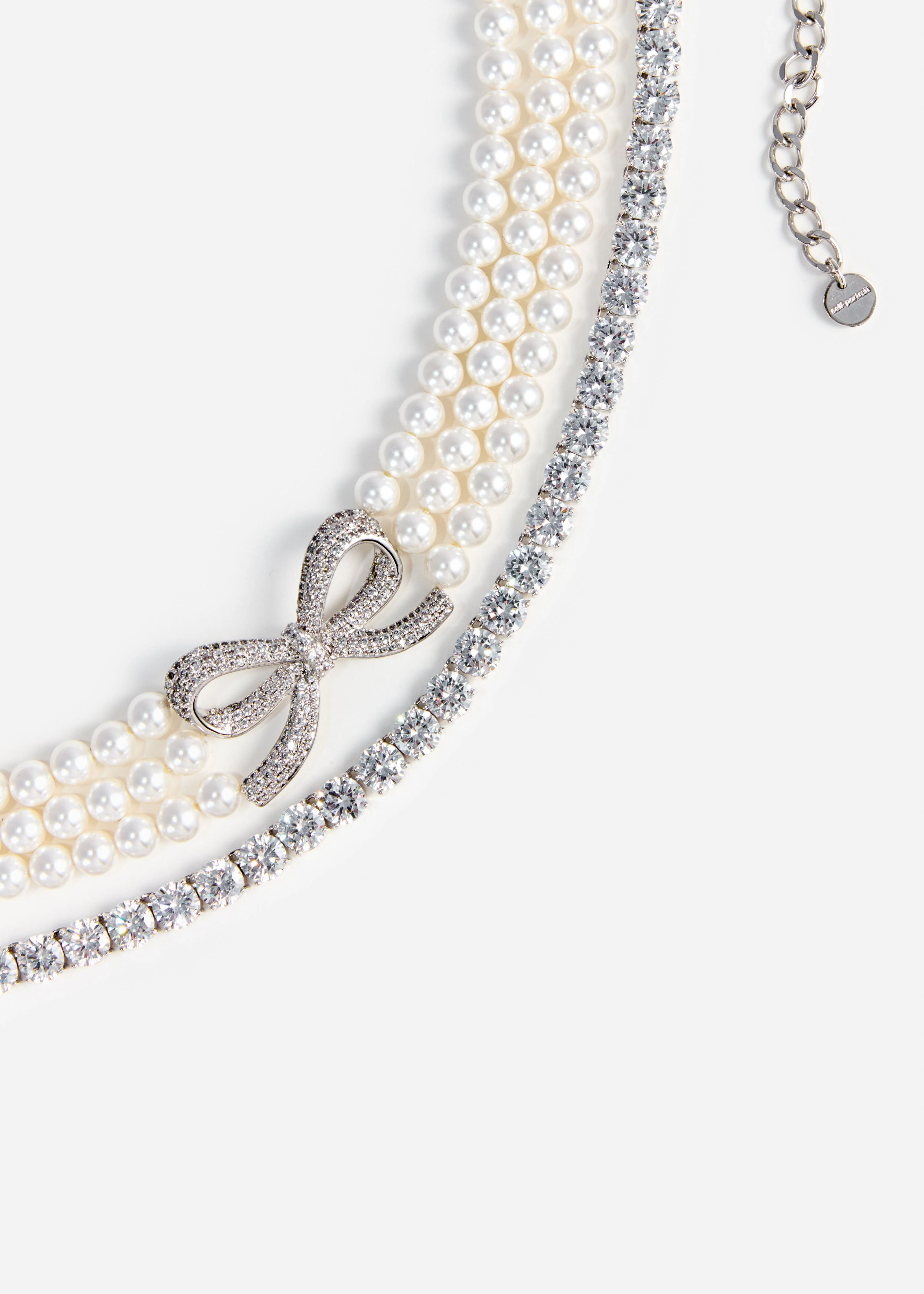 Pearl Crystal Bow Choker - Image 3