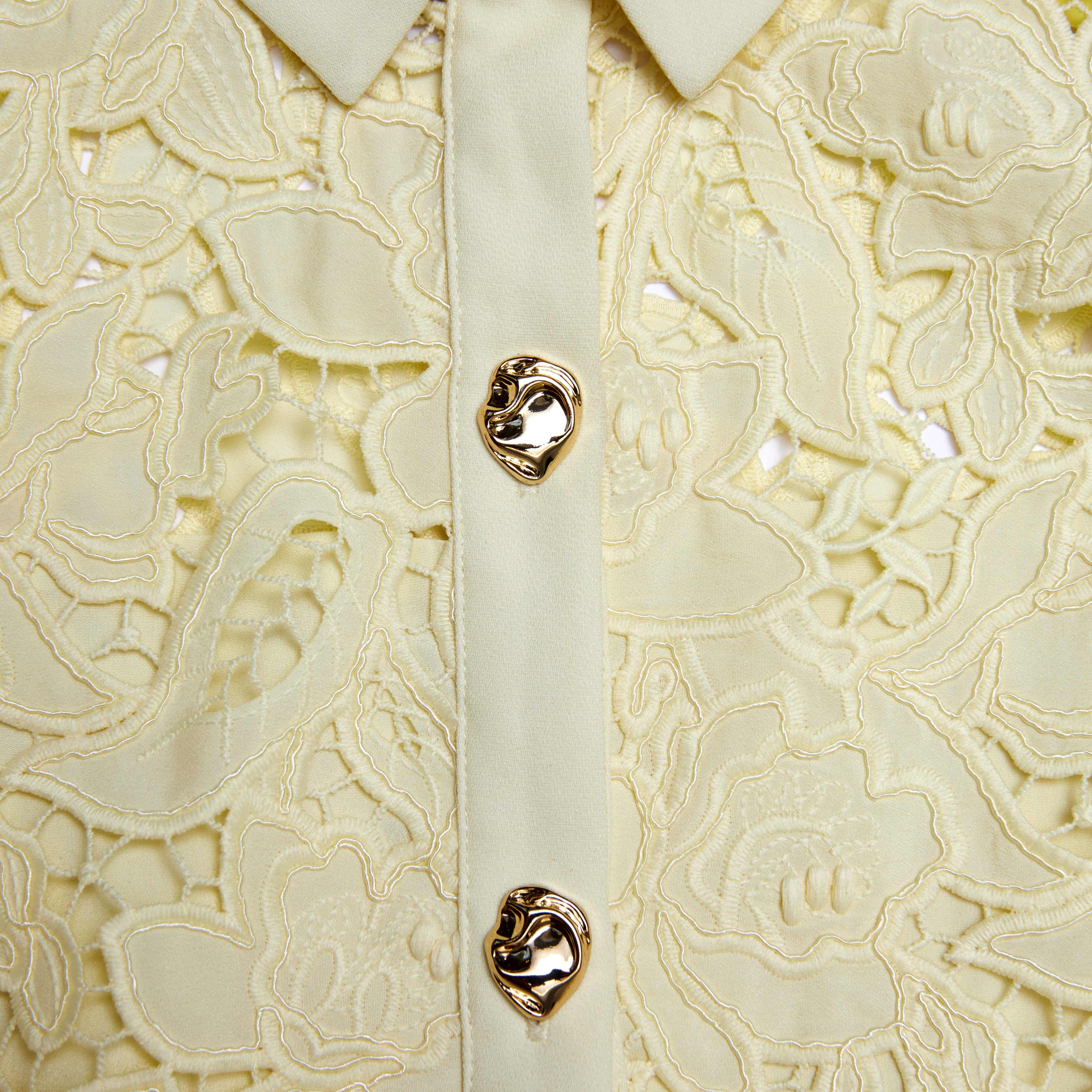 Yellow Lace Collared Midi Dress - Image 5