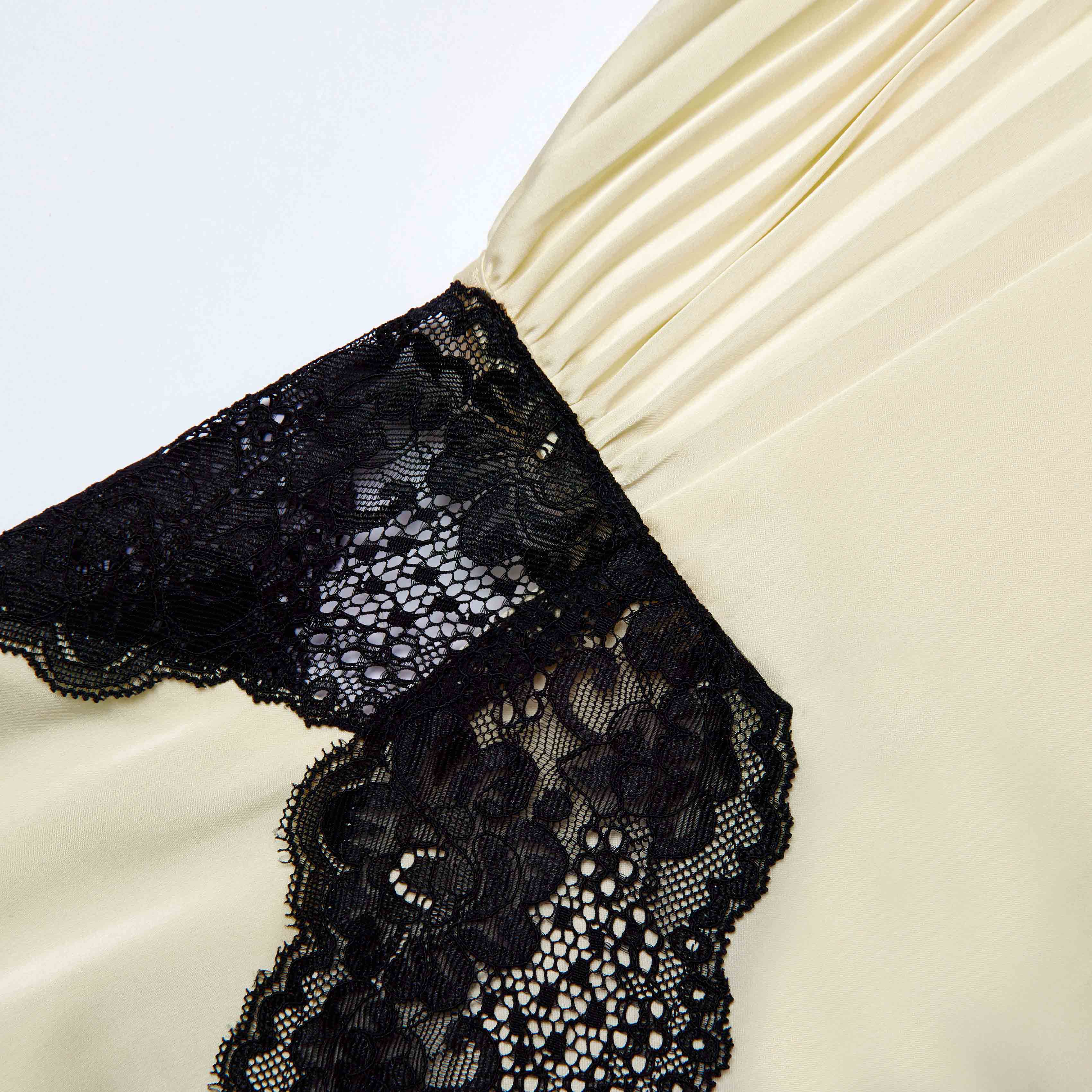 Yellow Satin Lace Maxi Dress - Image 5
