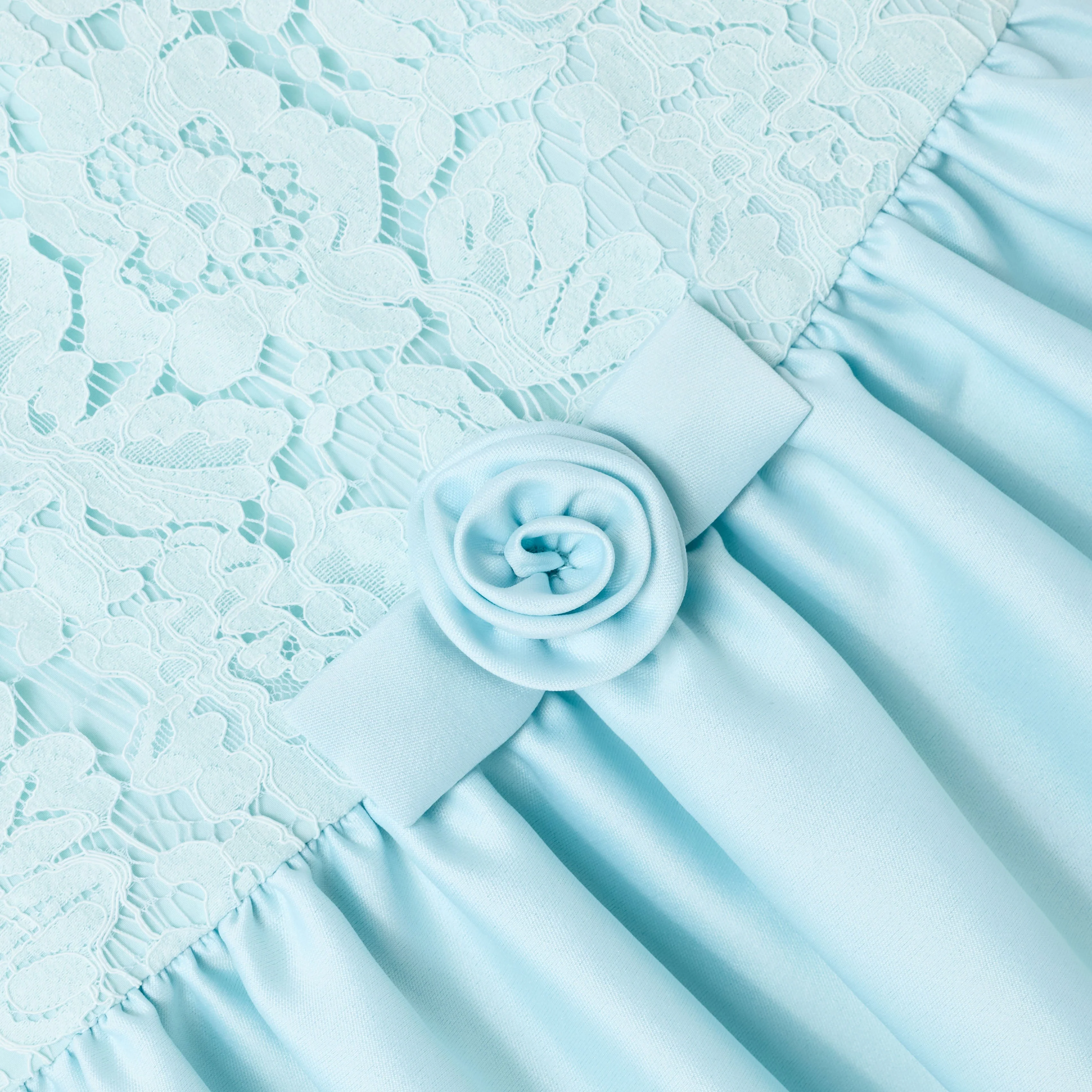 Aqua Taffeta Lace Bow Dress - Image 4