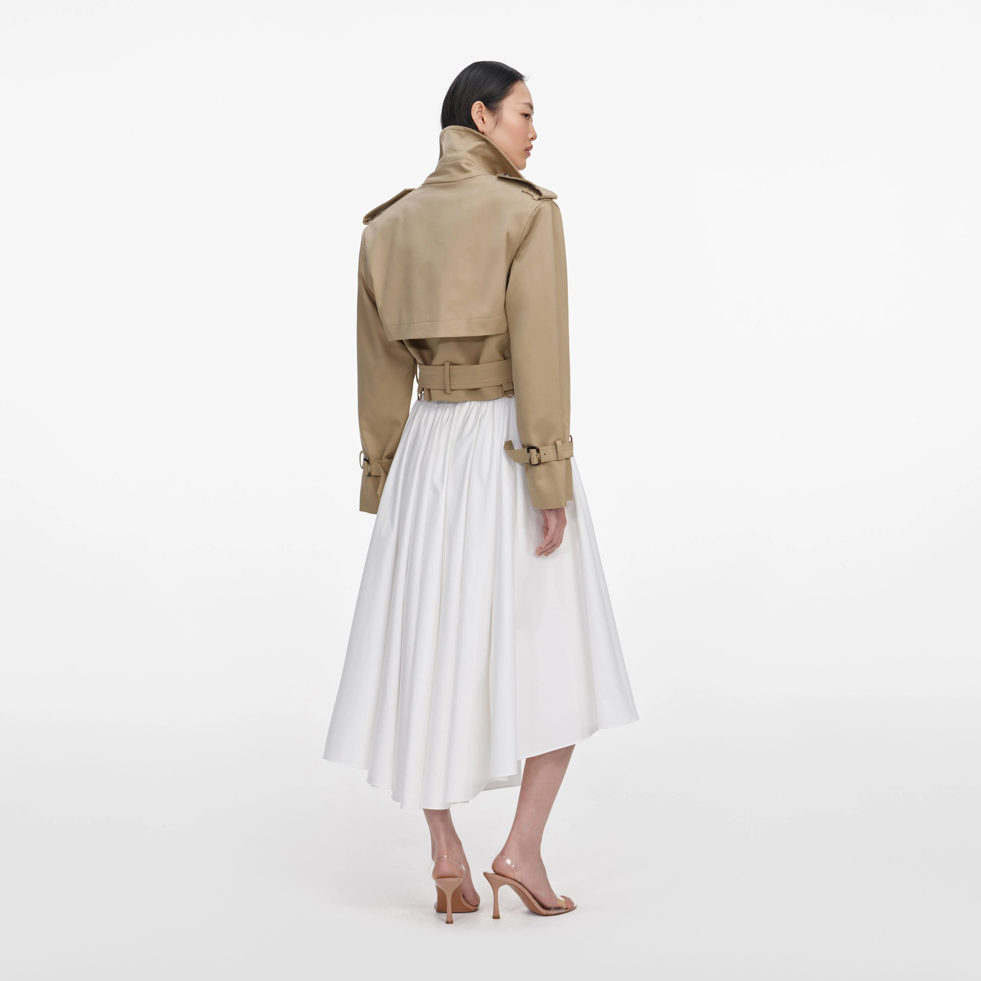 Beige Cropped Trench Jacket - Image 3