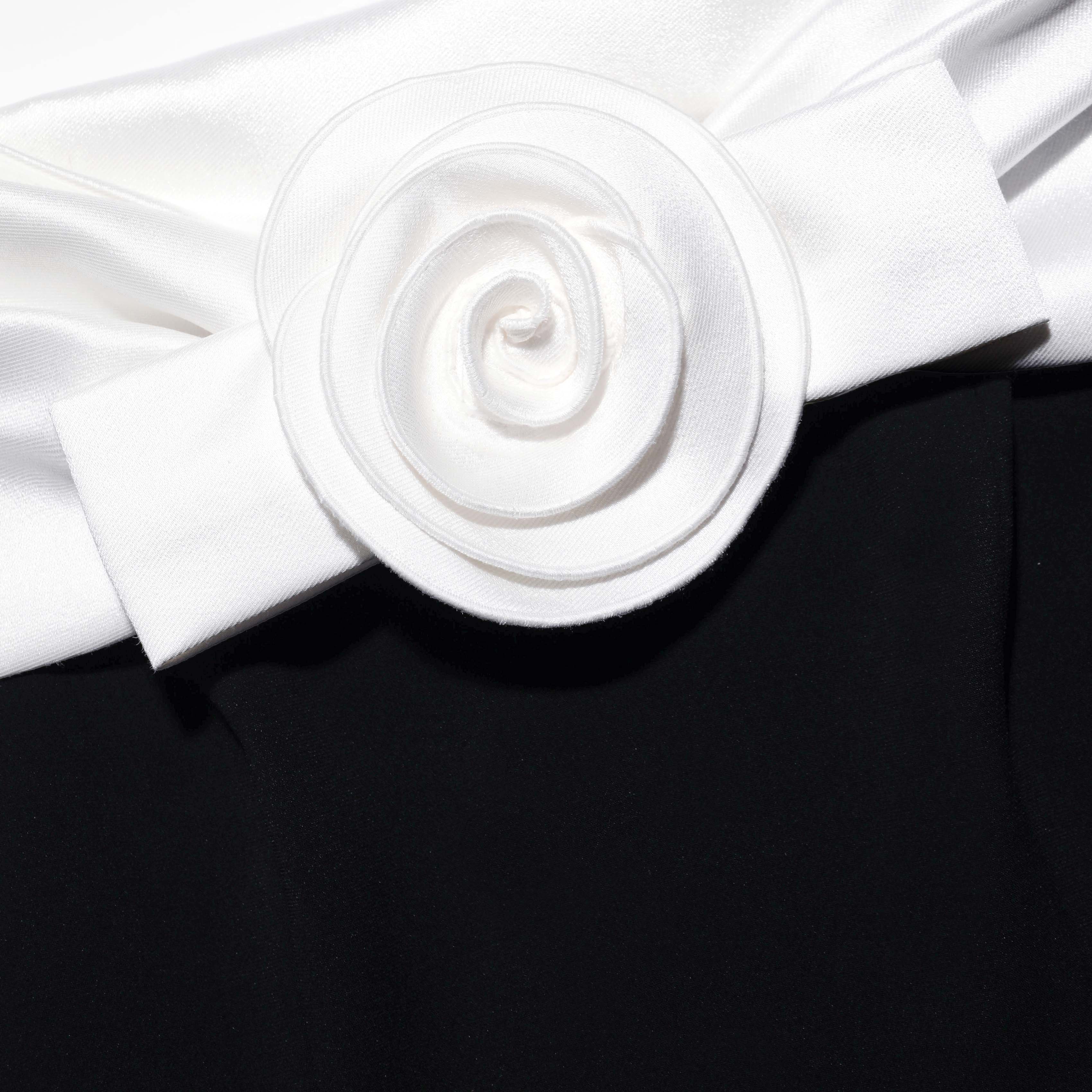 Black Crepe Flower Midi Dress - Image 5