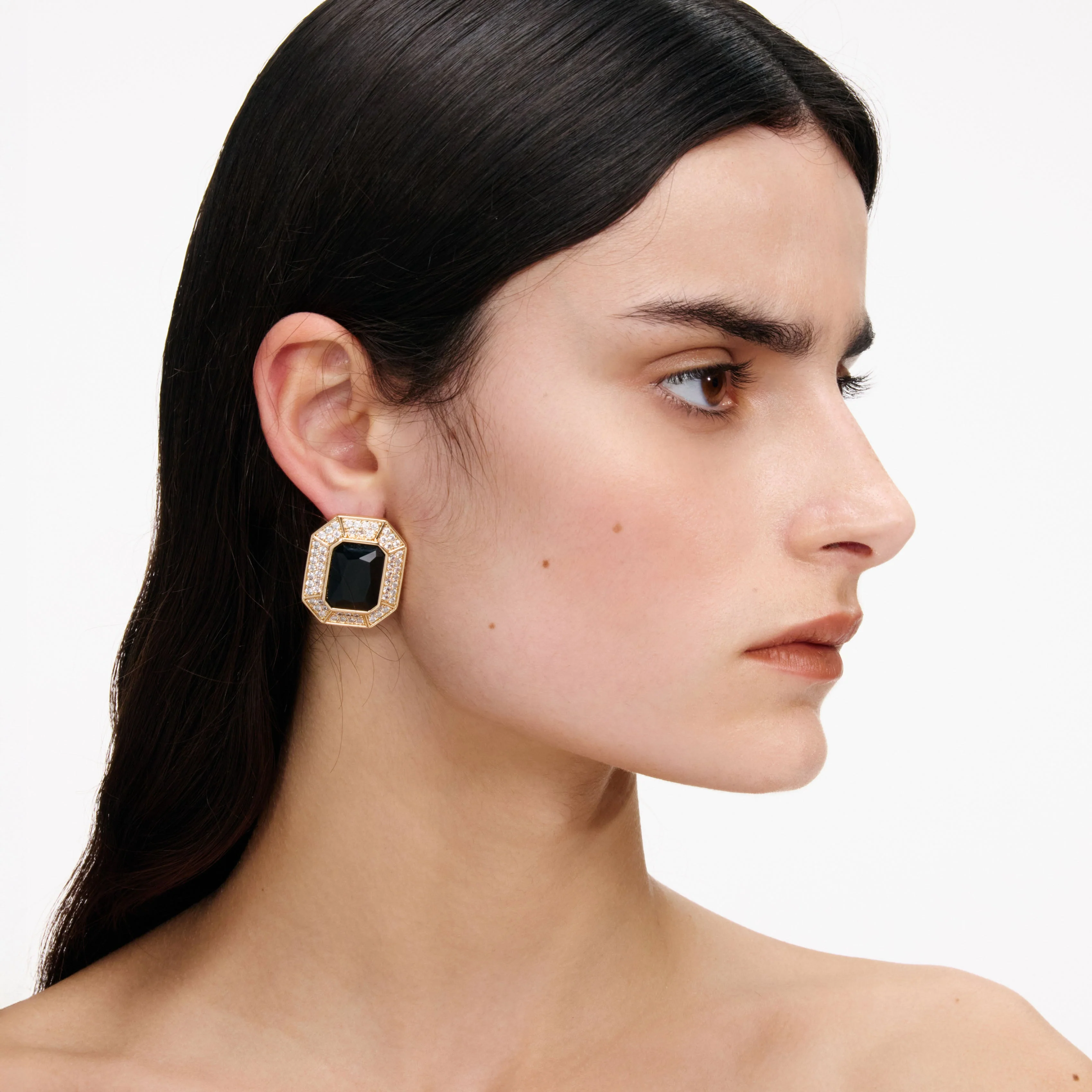 Black Crystal Encrusted Earrings - Image 2