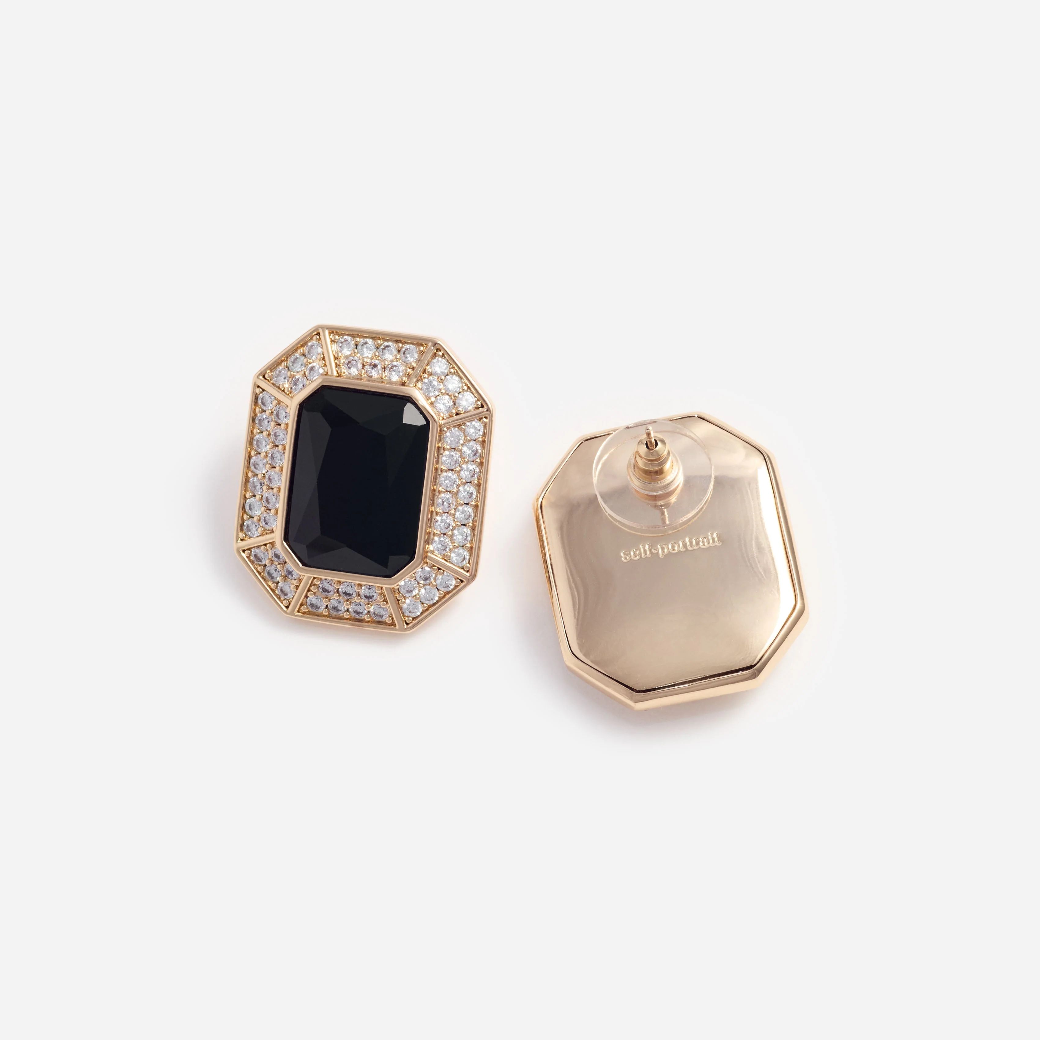 Black Crystal Encrusted Earrings - Image 3