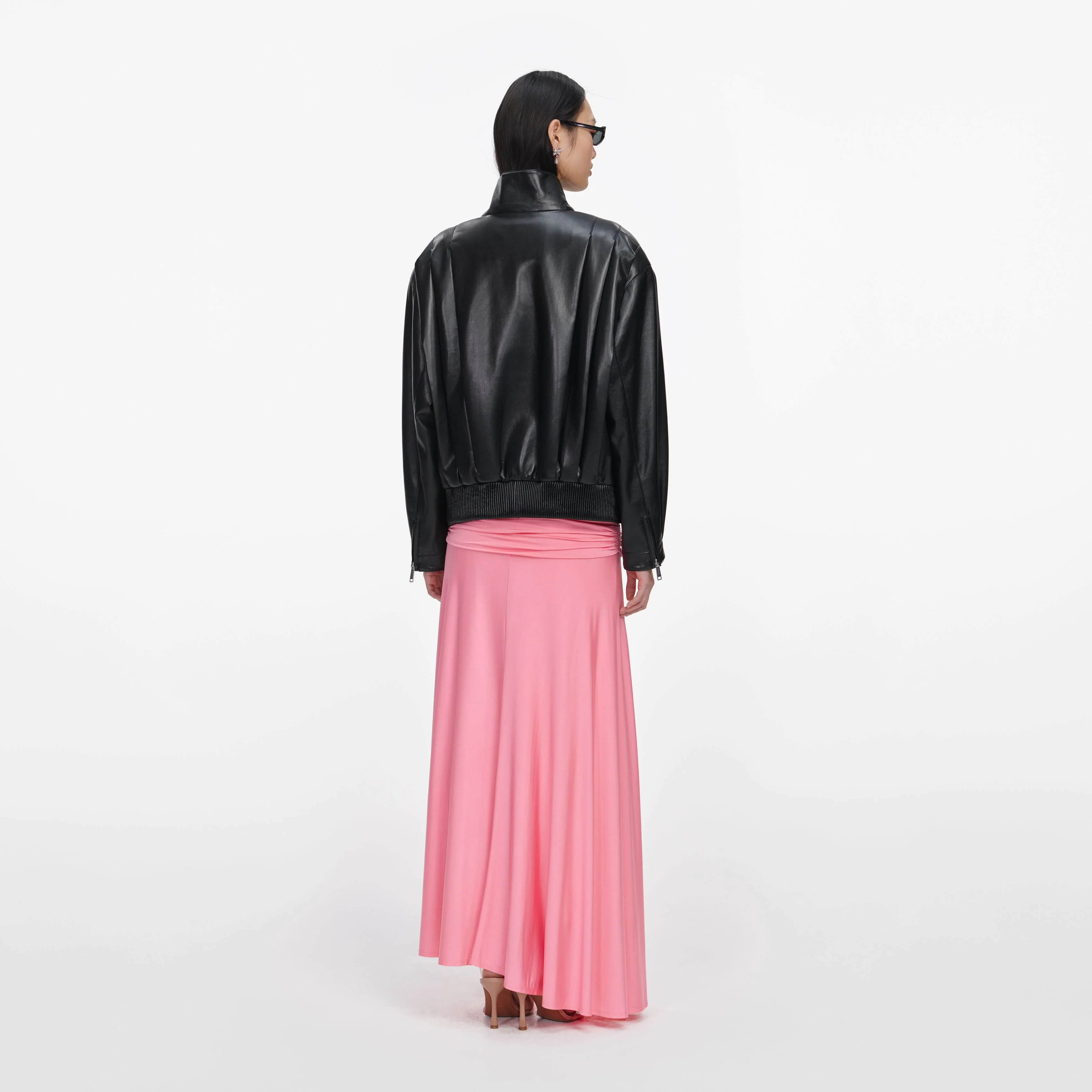 Black Faux Leather Biker Jacket - Image 3