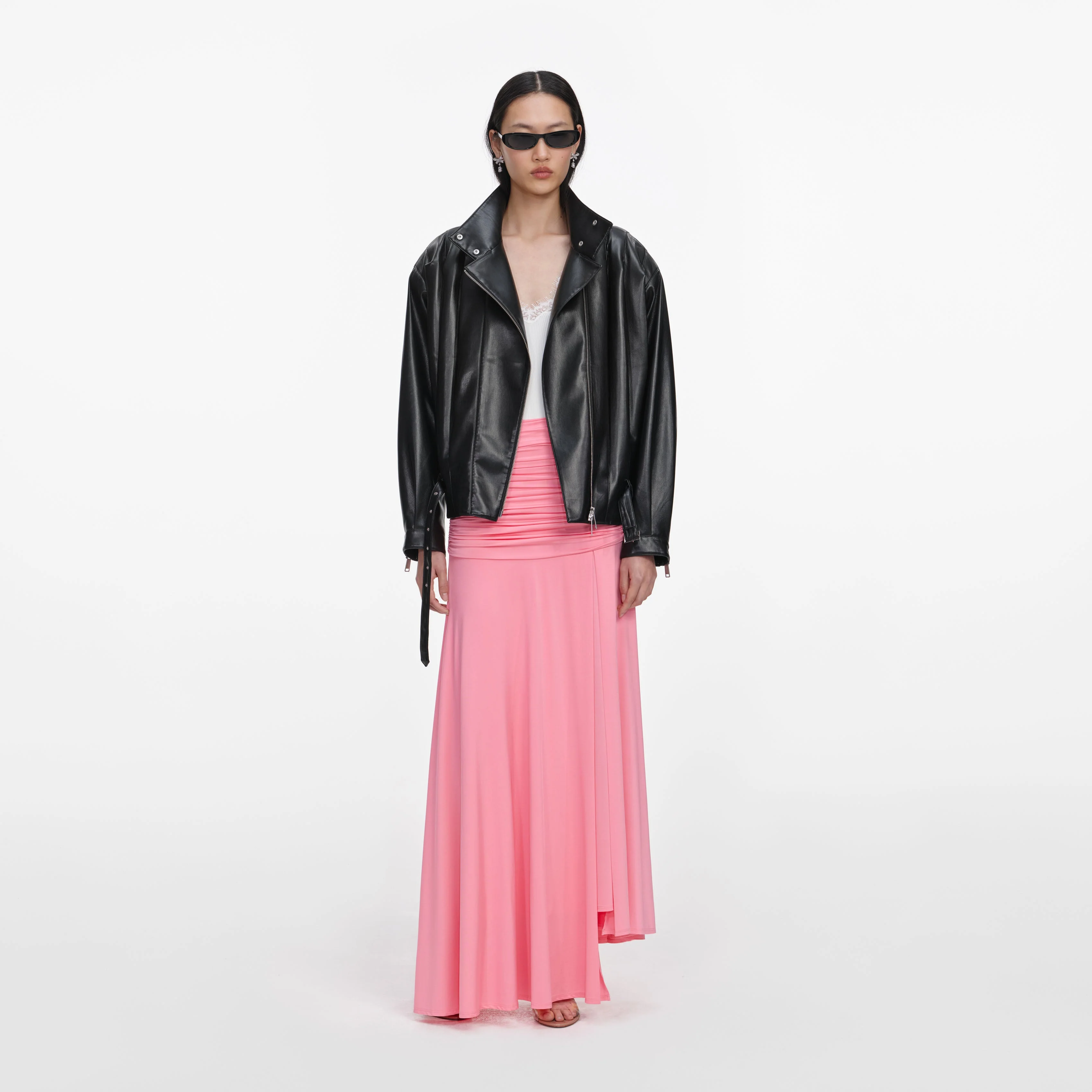 Black Faux Leather Biker Jacket - Image 4