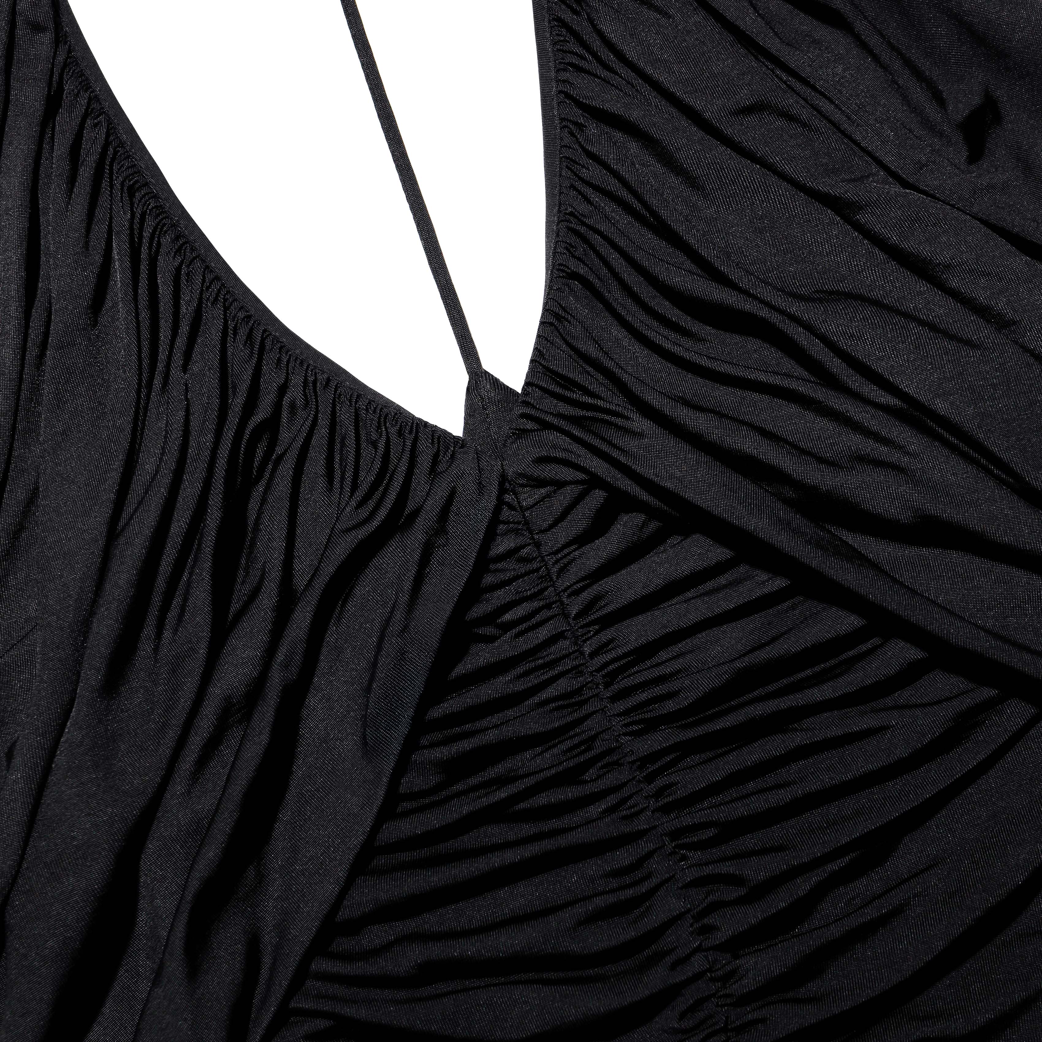 Black Jersey Gathered Maxi Dress - Image 5