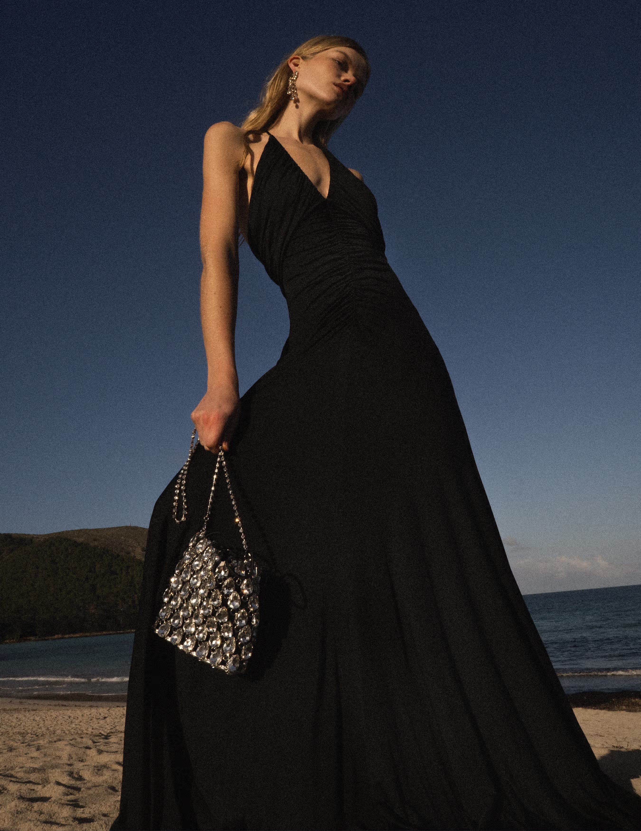 Black Jersey Gathered Maxi Dress - Image 6