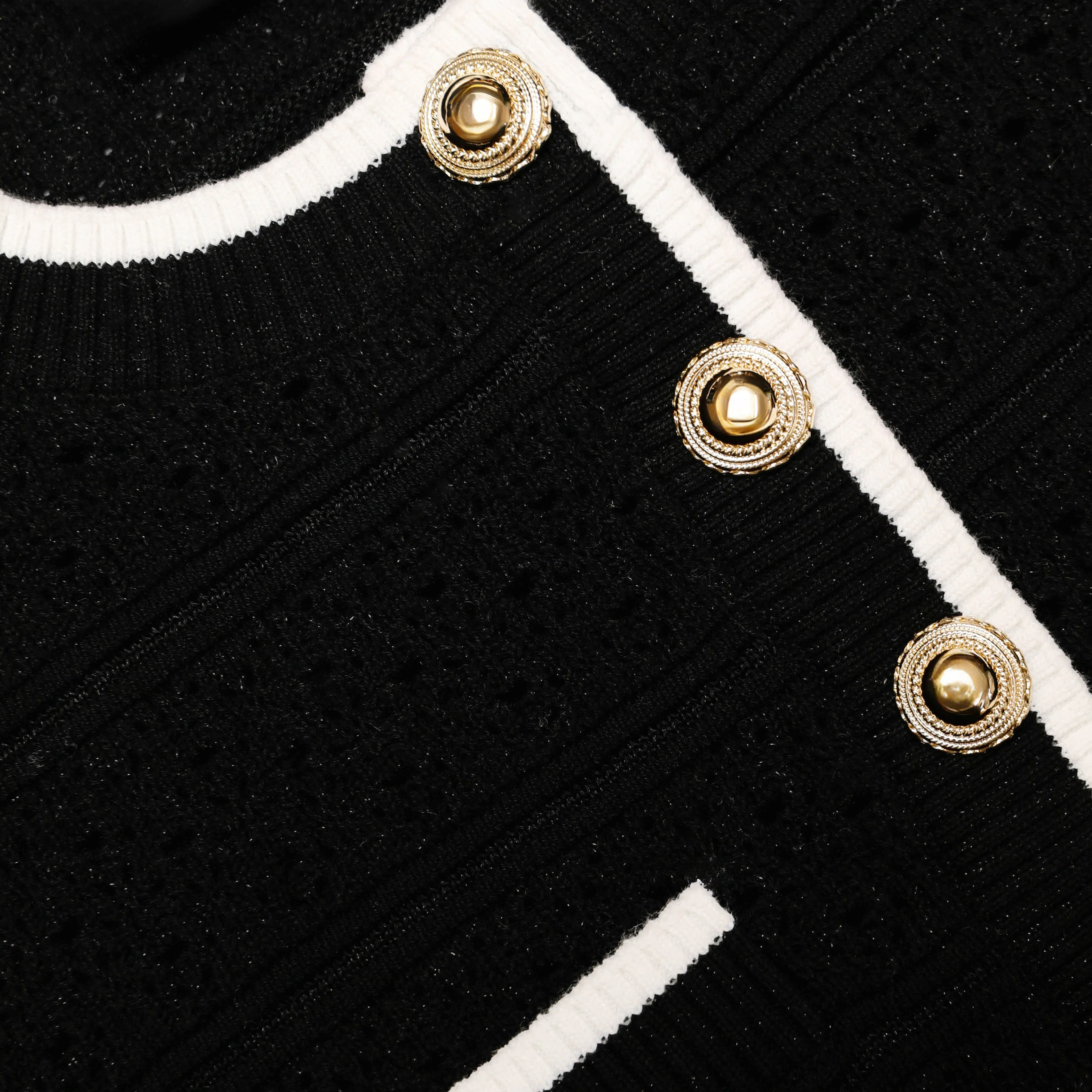 Black Pointelle Knit Top - Image 5