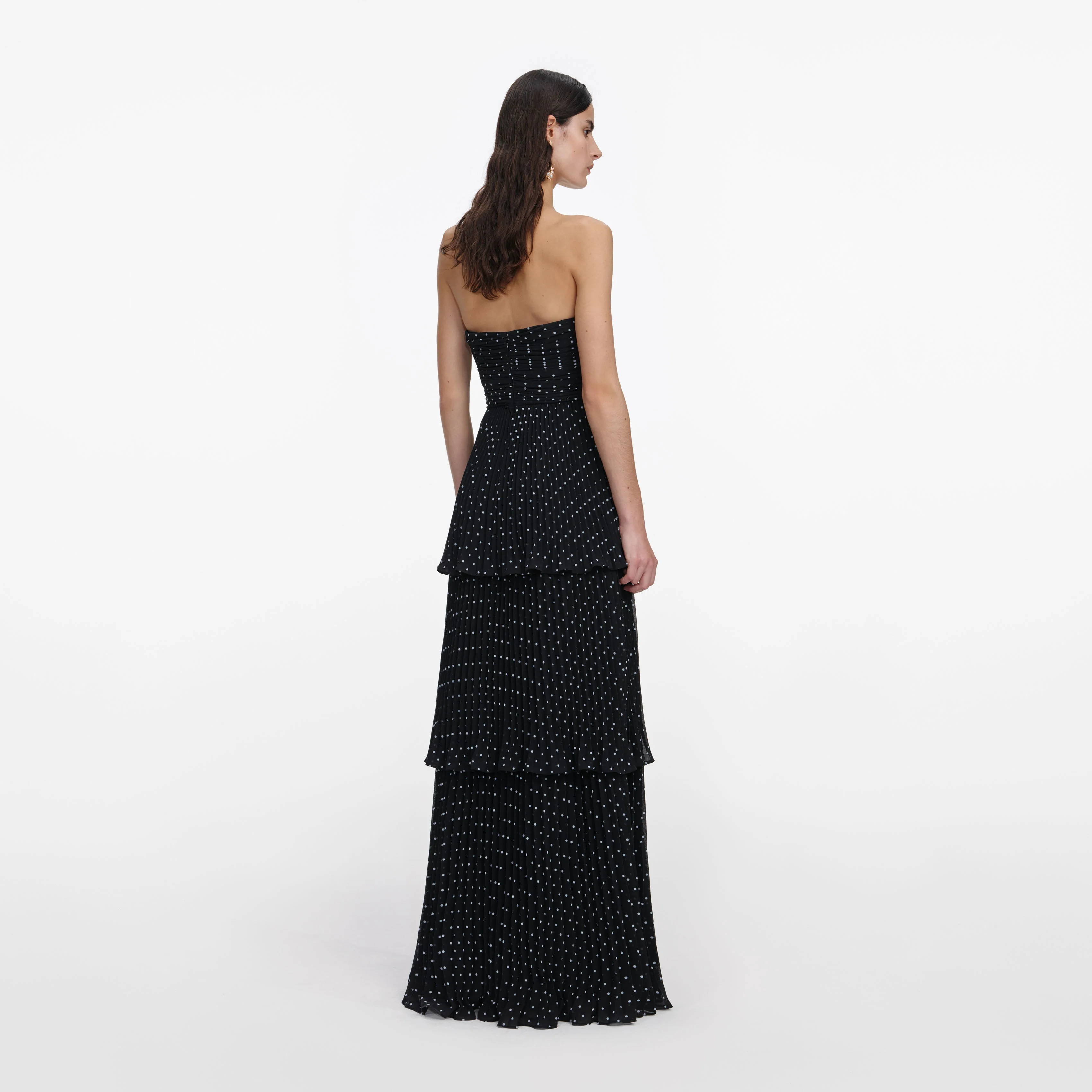 Black Polka Dot Tiered Maxi Dress - Image 3