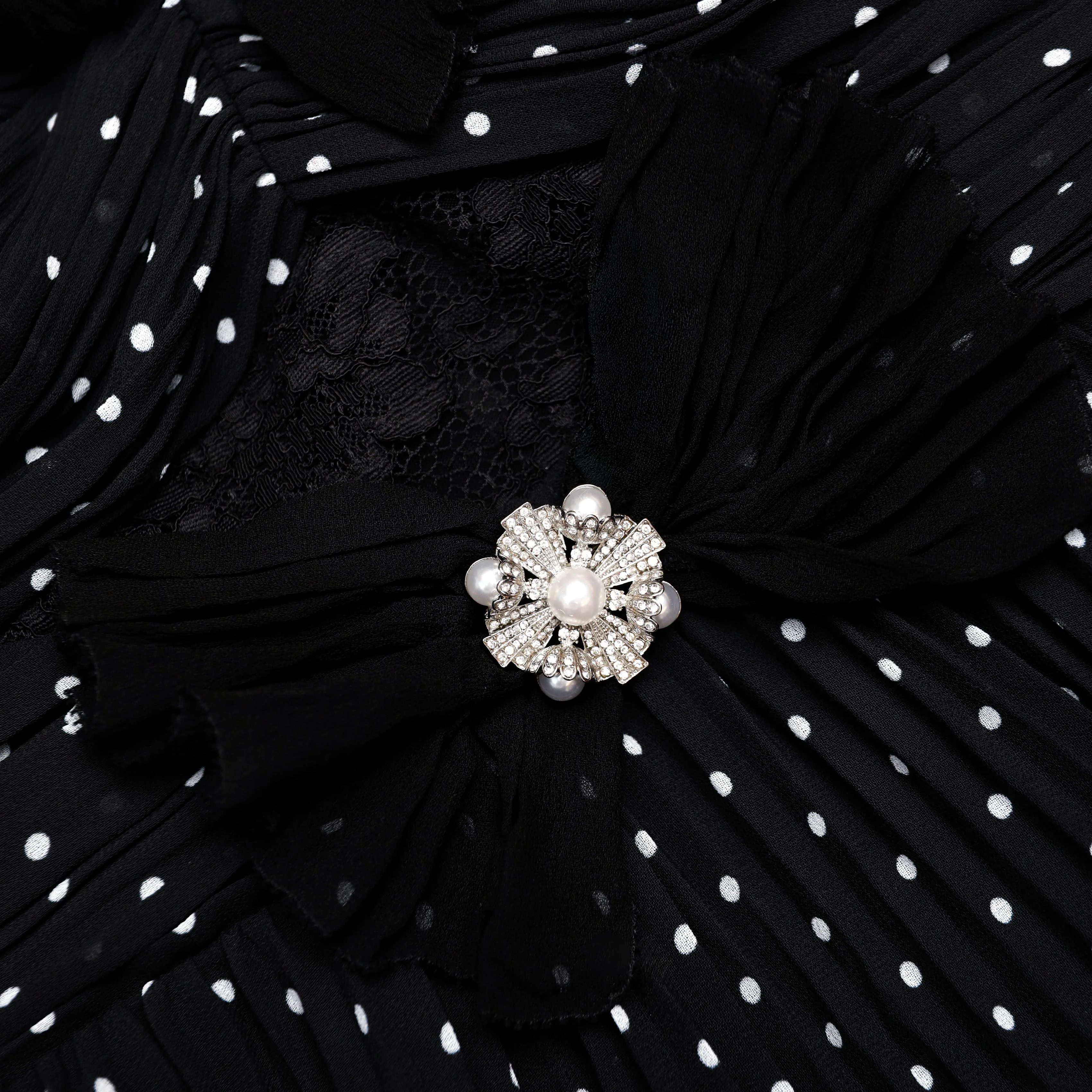 Black Polka Dot Tiered Maxi Dress - Image 5