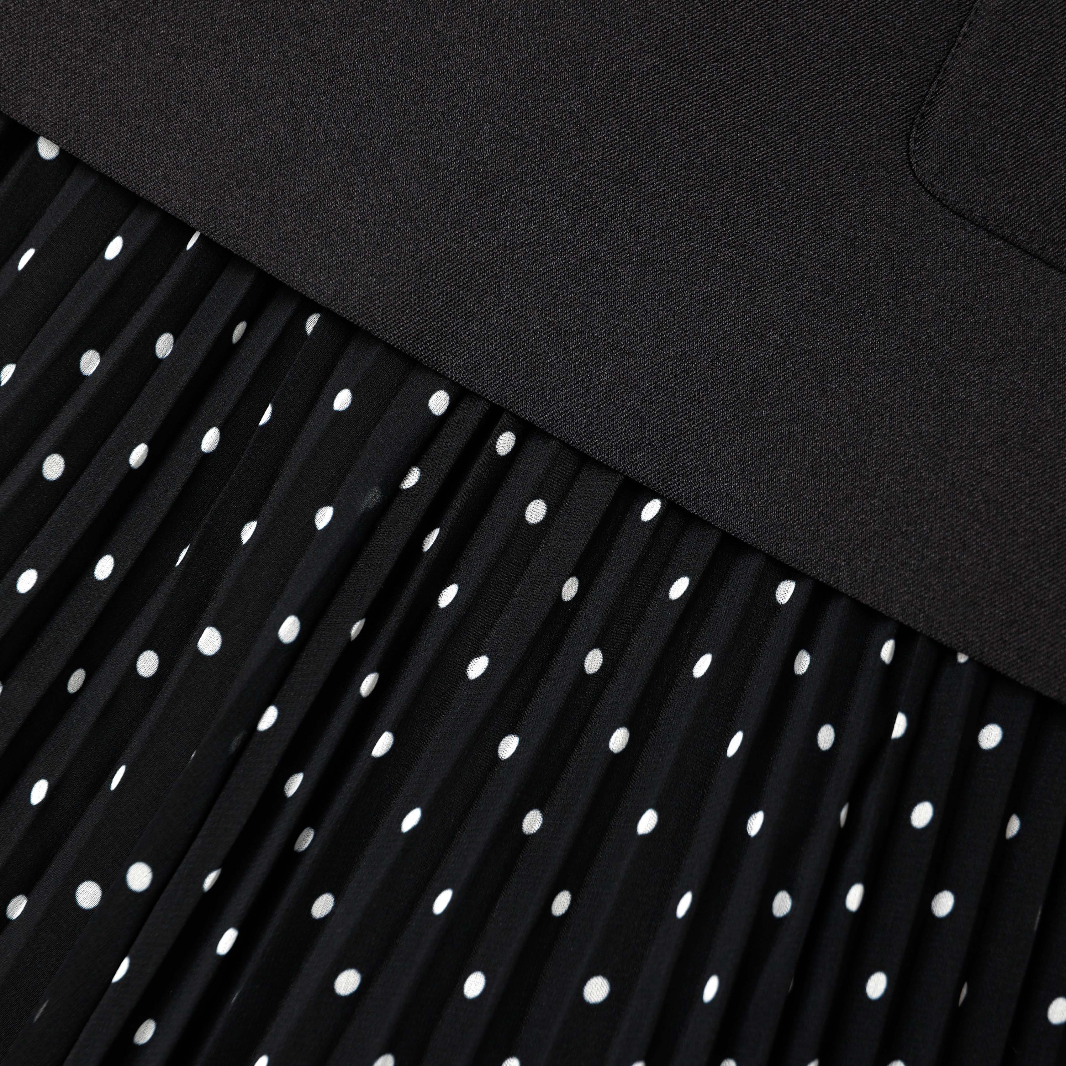 Black Taffeta Polka Dot Midi Dress - Image 5