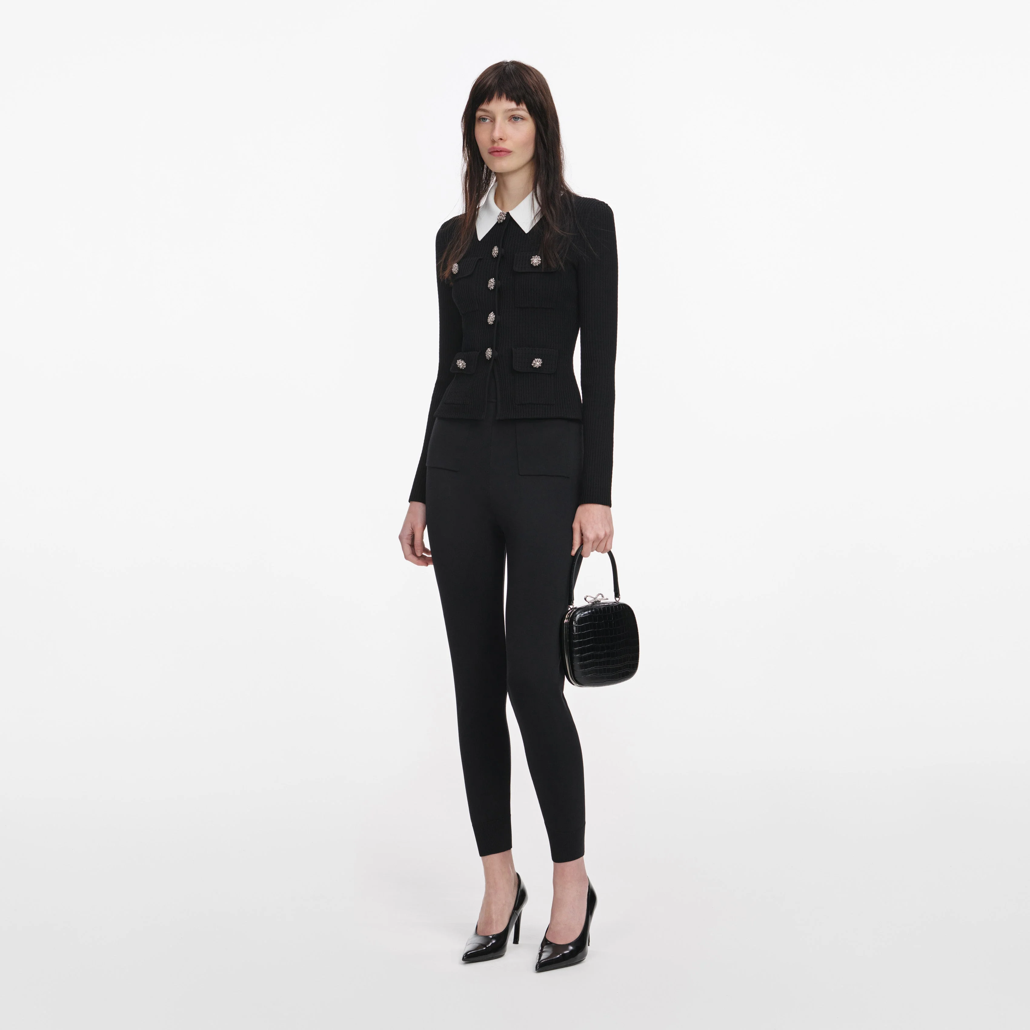 Black Tailored Knit Top - Image 2