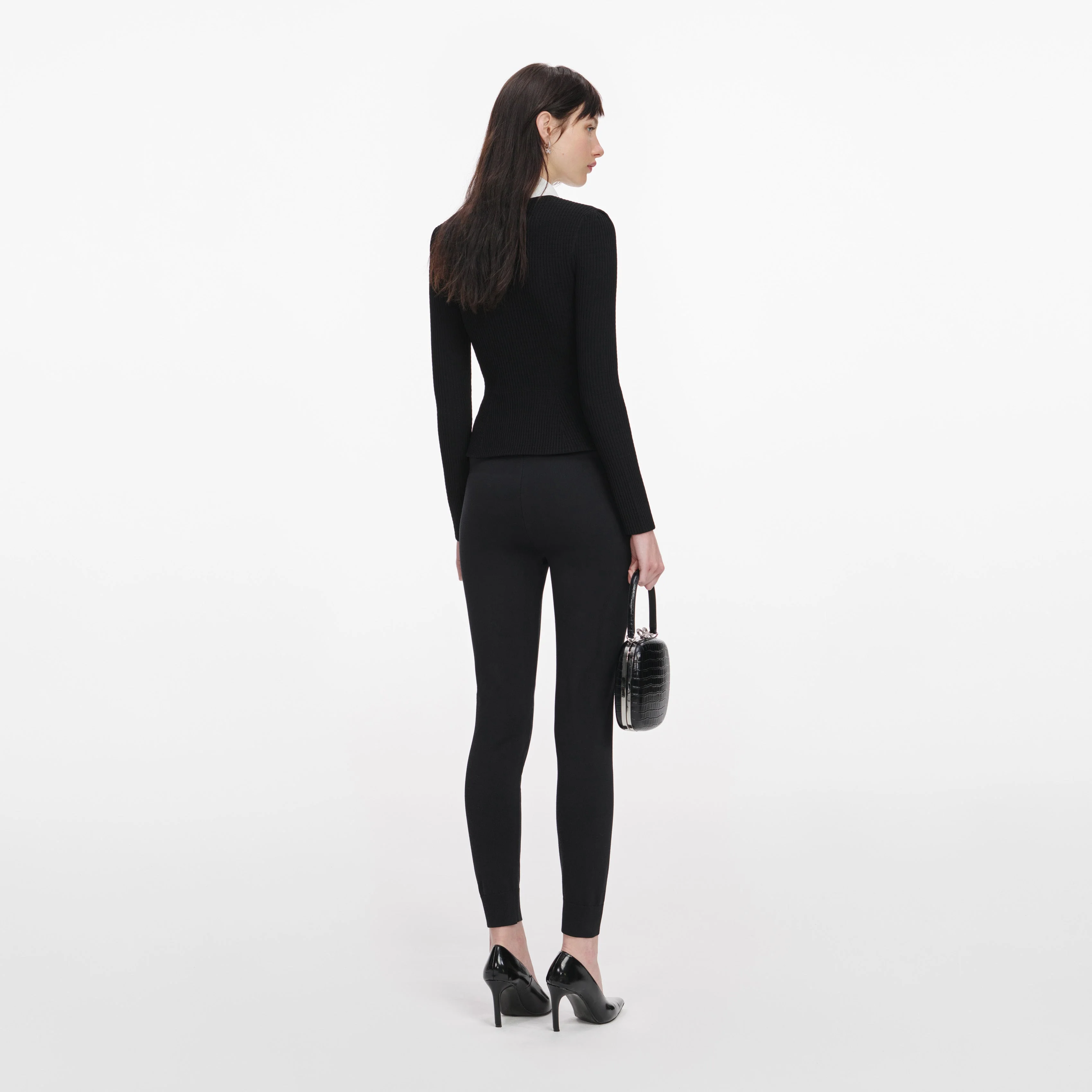 Black Tailored Knit Top - Image 3