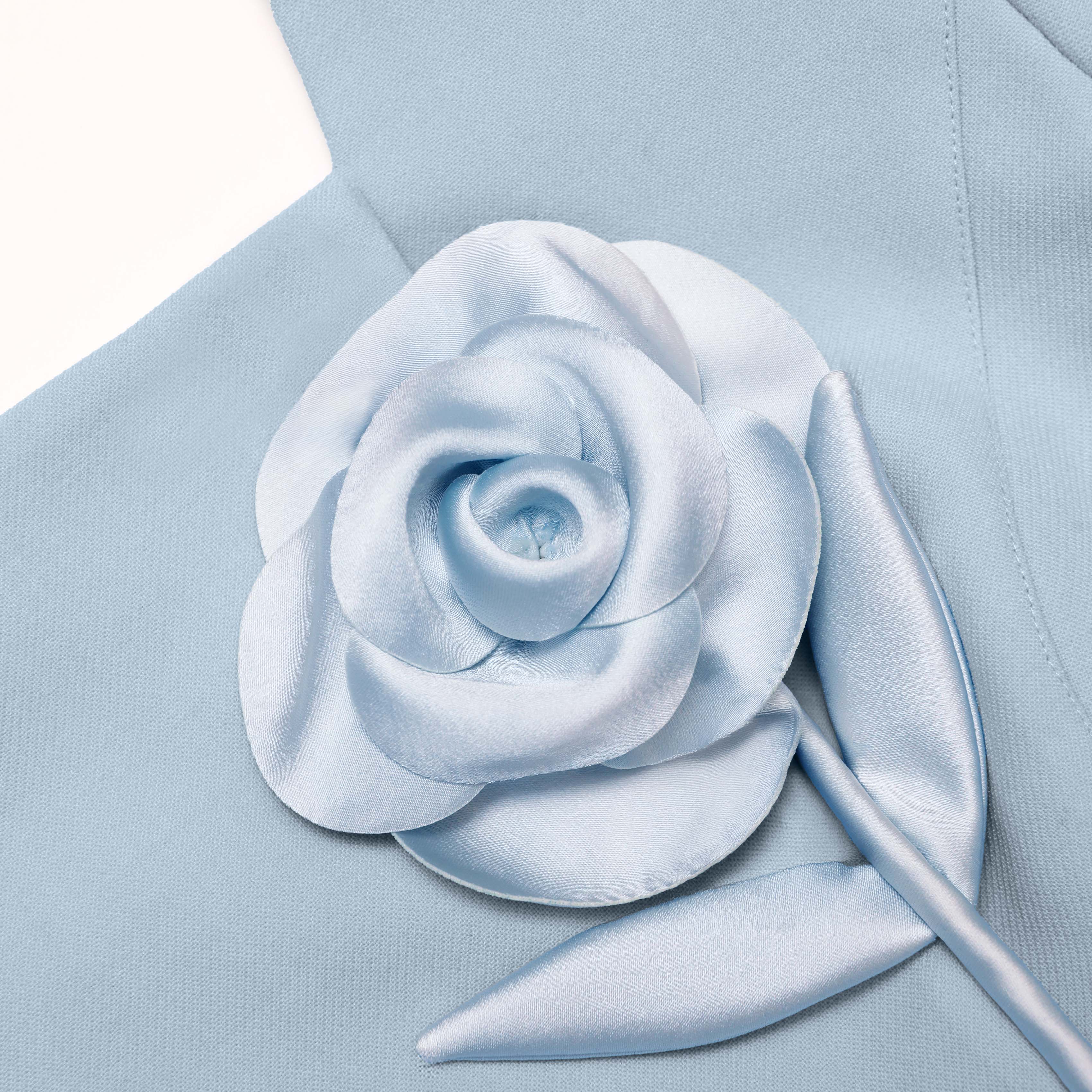 Blue 3D Flower Chiffon Midi Dress - Image 5