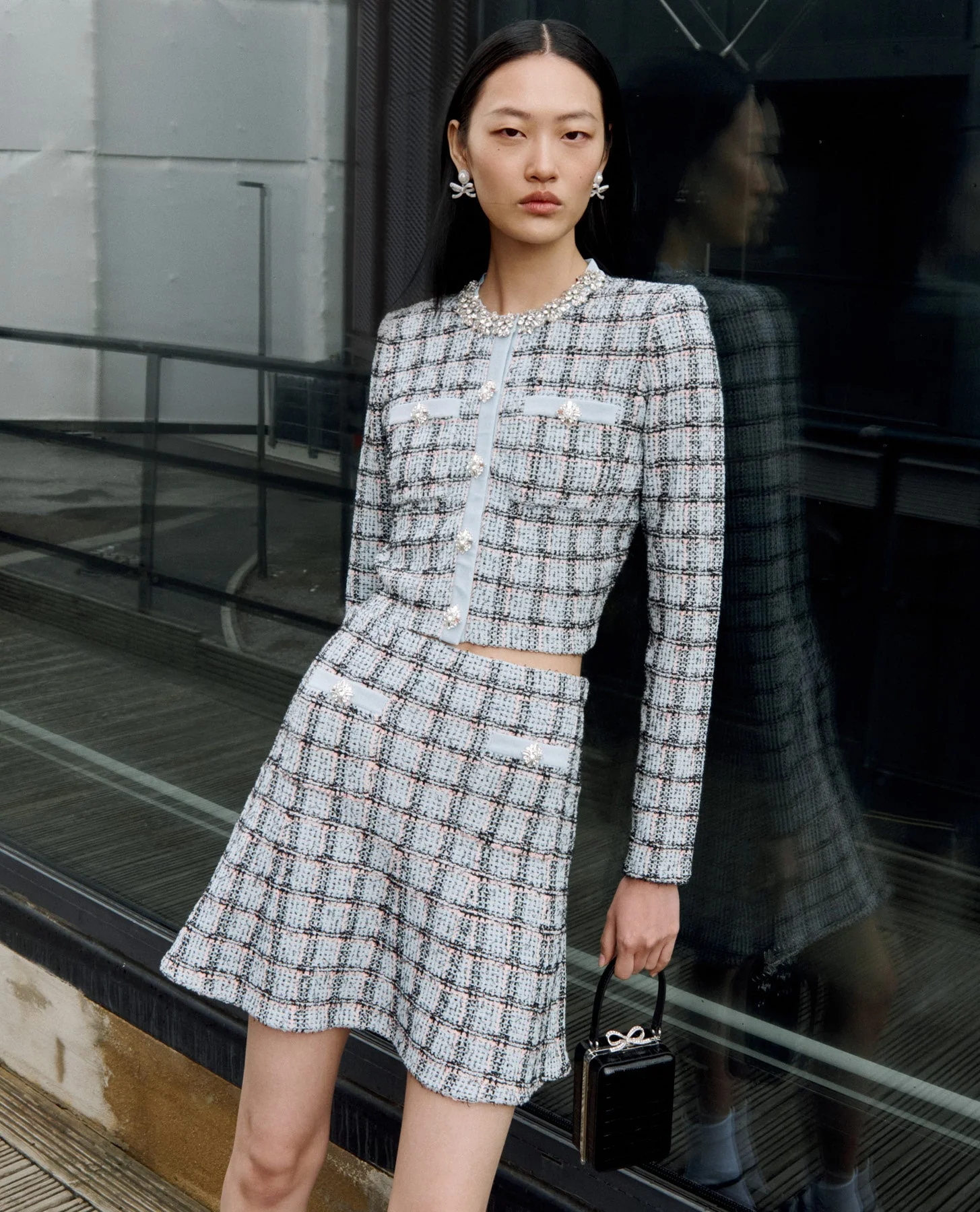 Blue Check Knit Cardigan - Image 6