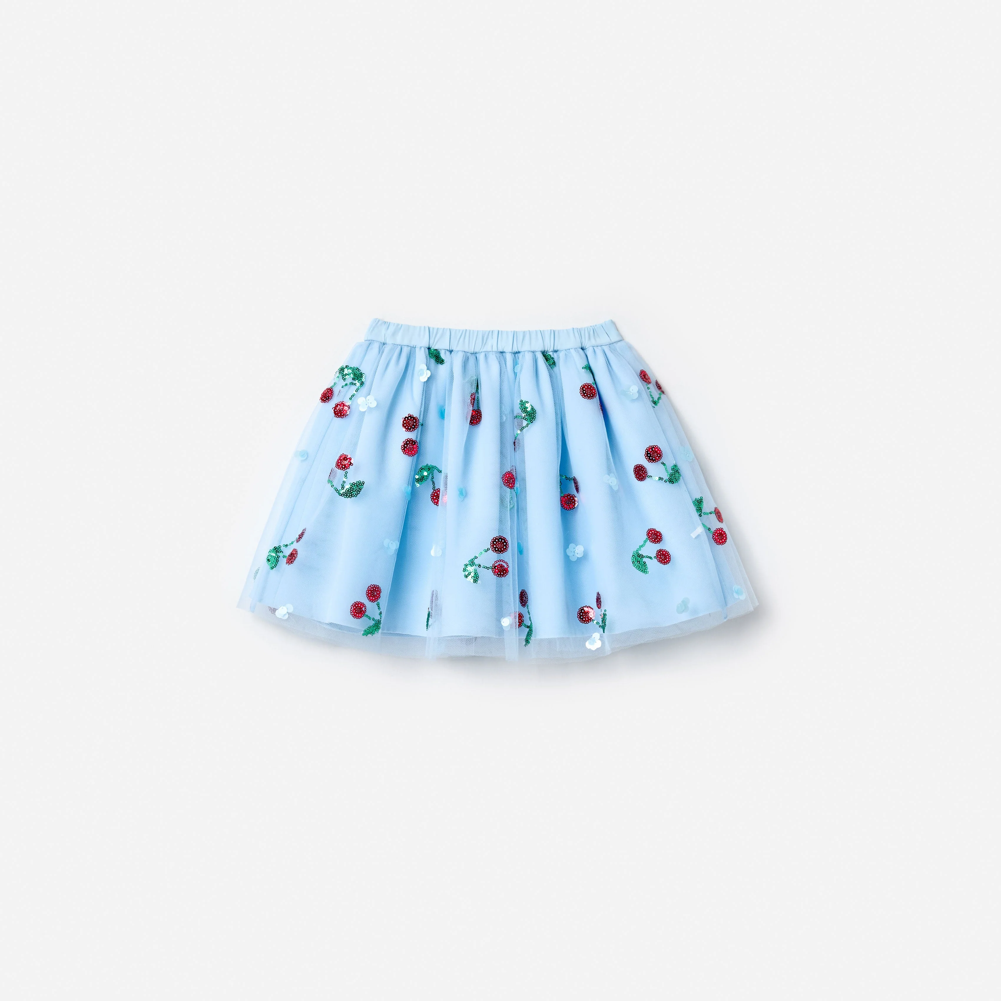 Blue Cherry Sequin Mesh Skirt - Image 2