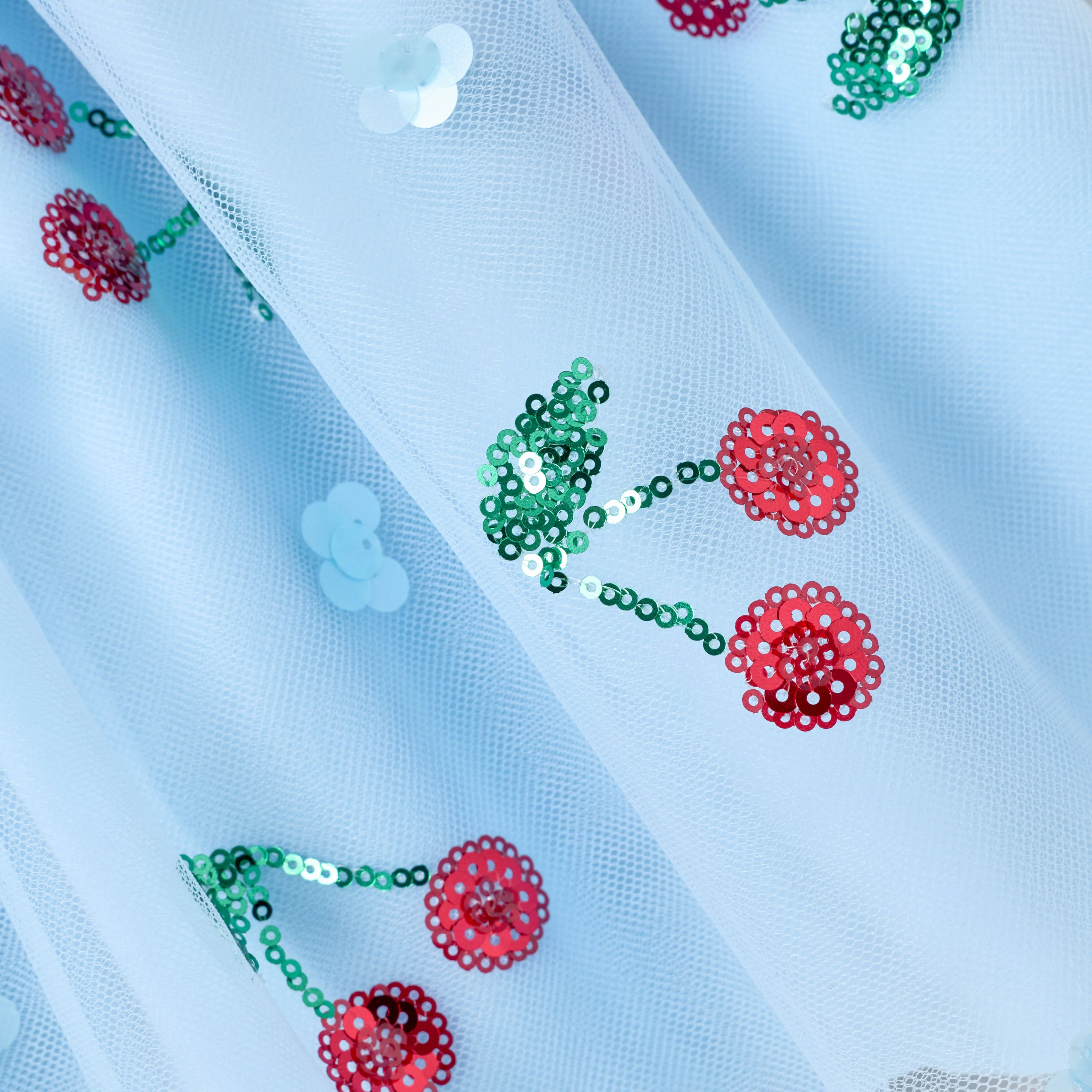 Blue Cherry Sequin Mesh Skirt - Image 3