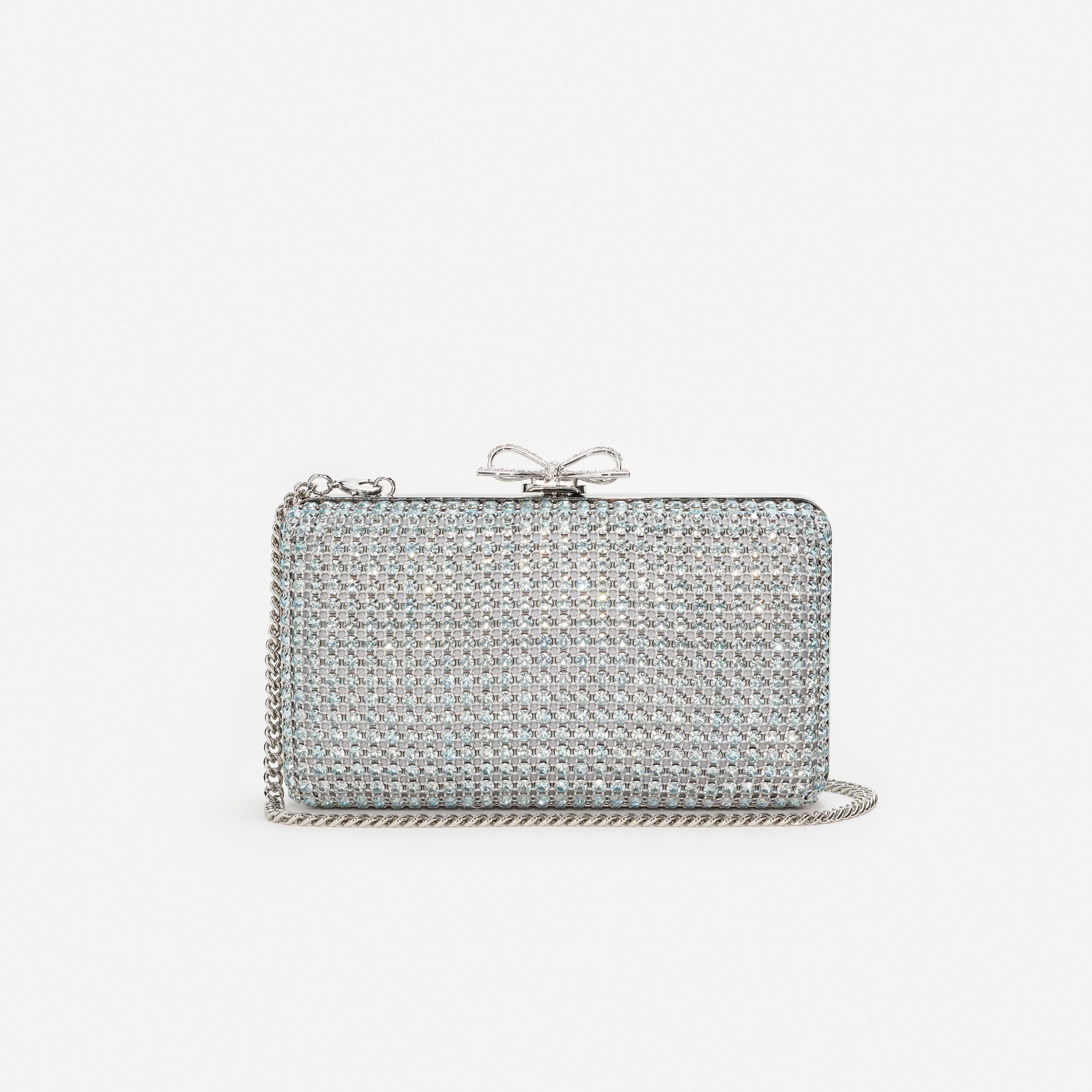 Blue Crystal Chainmail Clutch Bag - Image 4