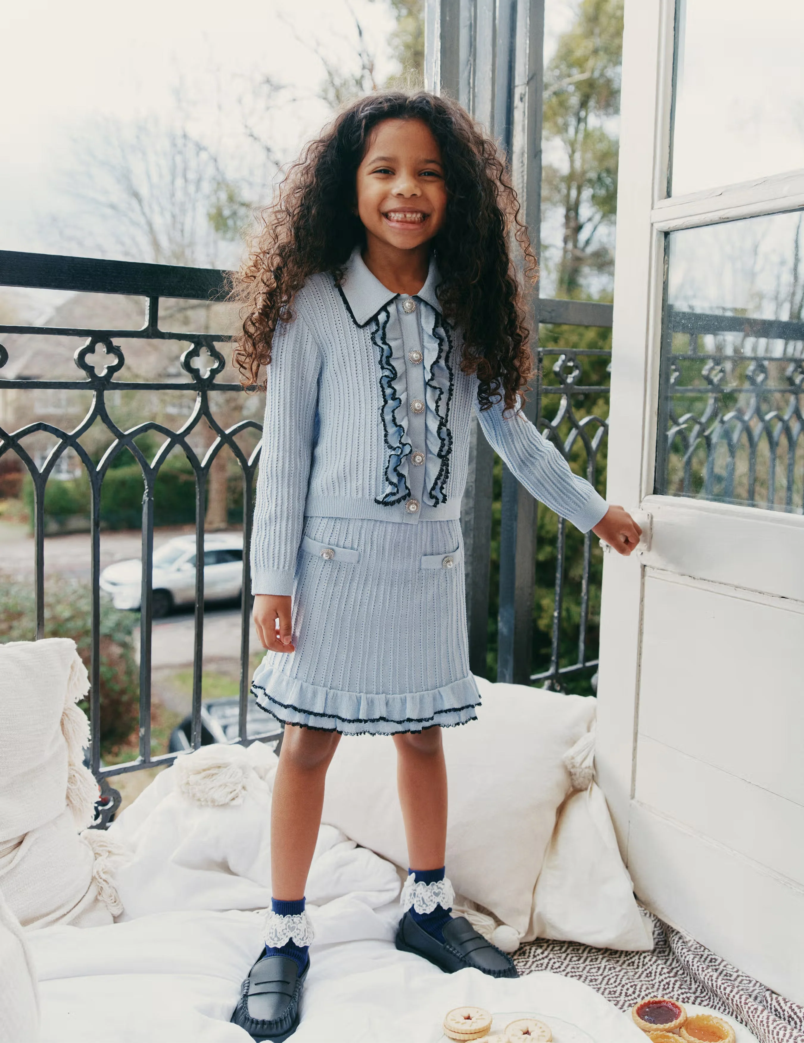 Blue Frill Trim Knit Skirt - Image 3