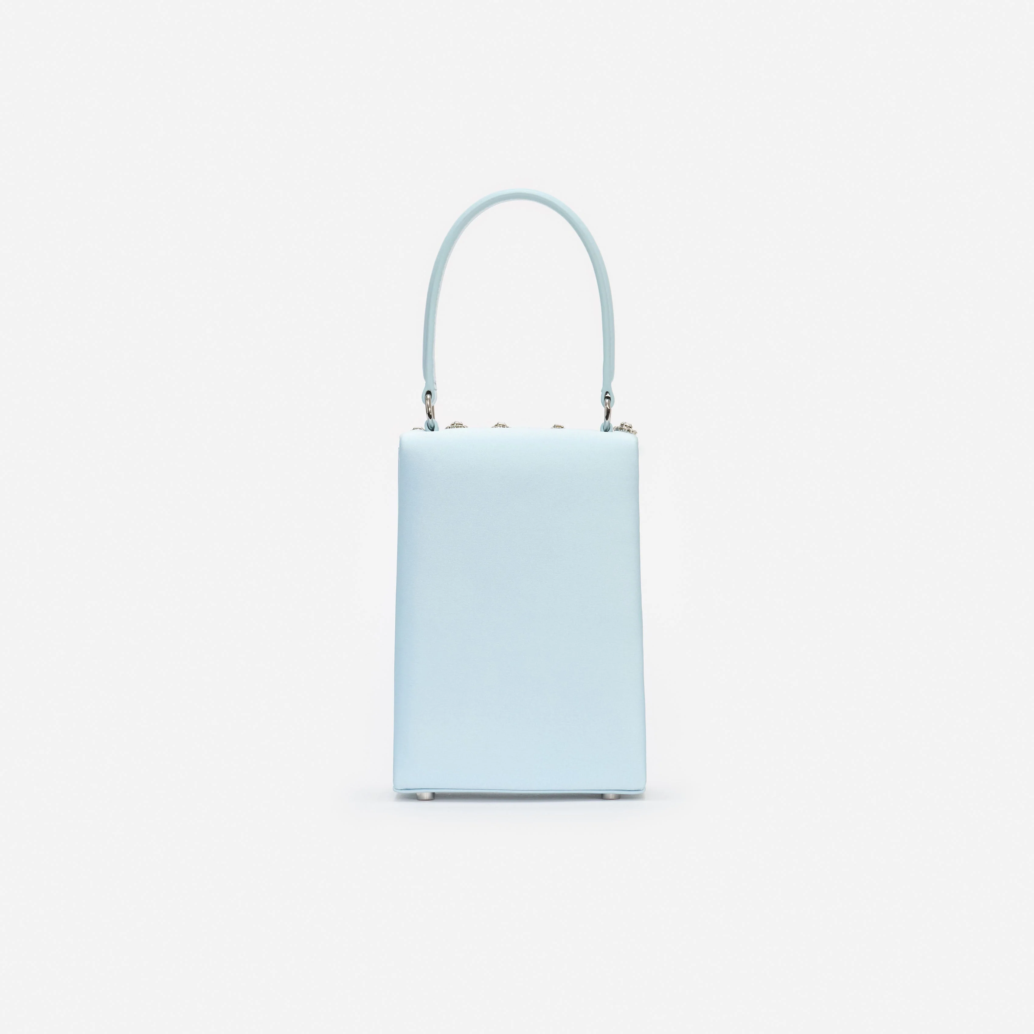 Blue Satin Crystal Mini Bow Bag - Image 3