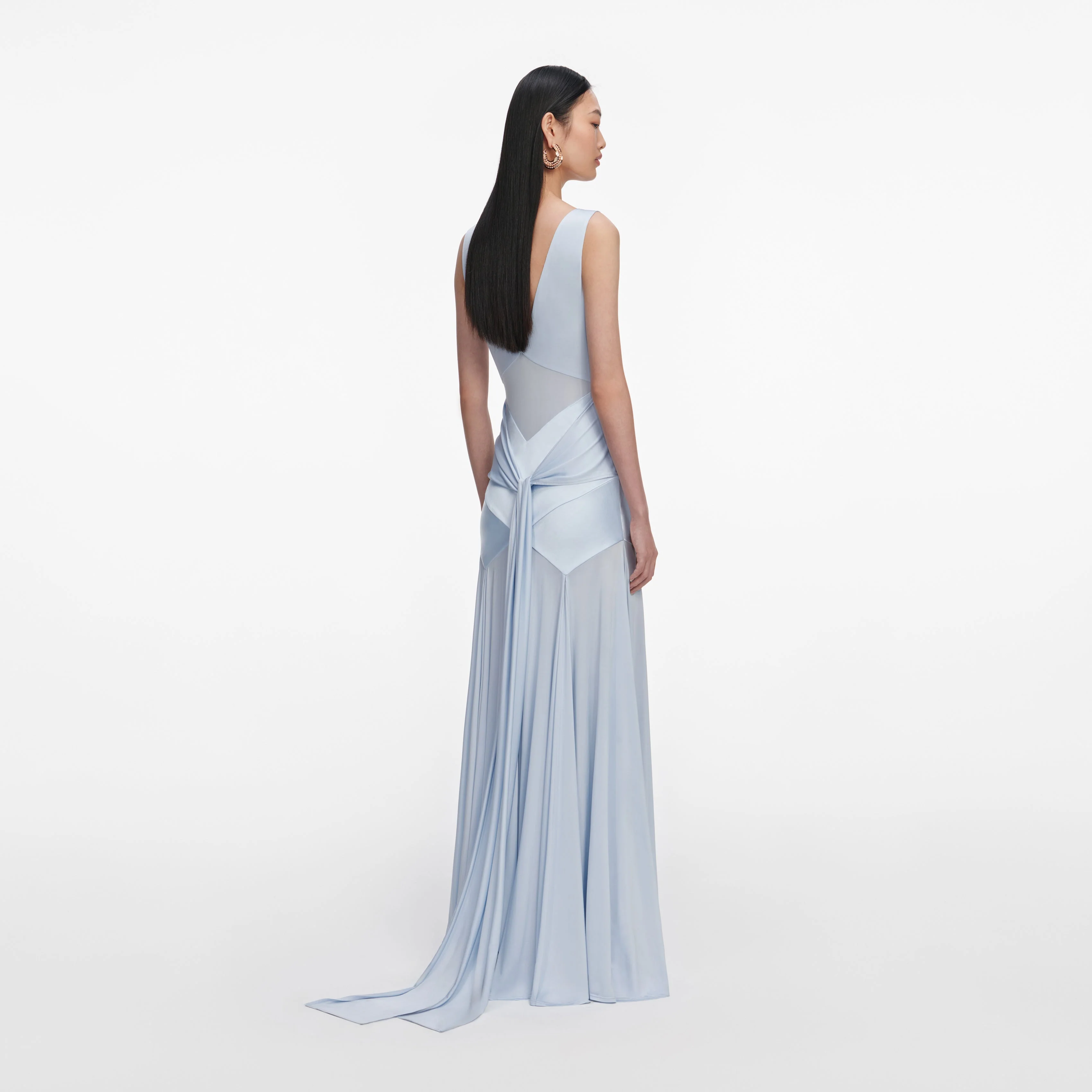 Blue Satin Jersey Maxi Dress - Image 3