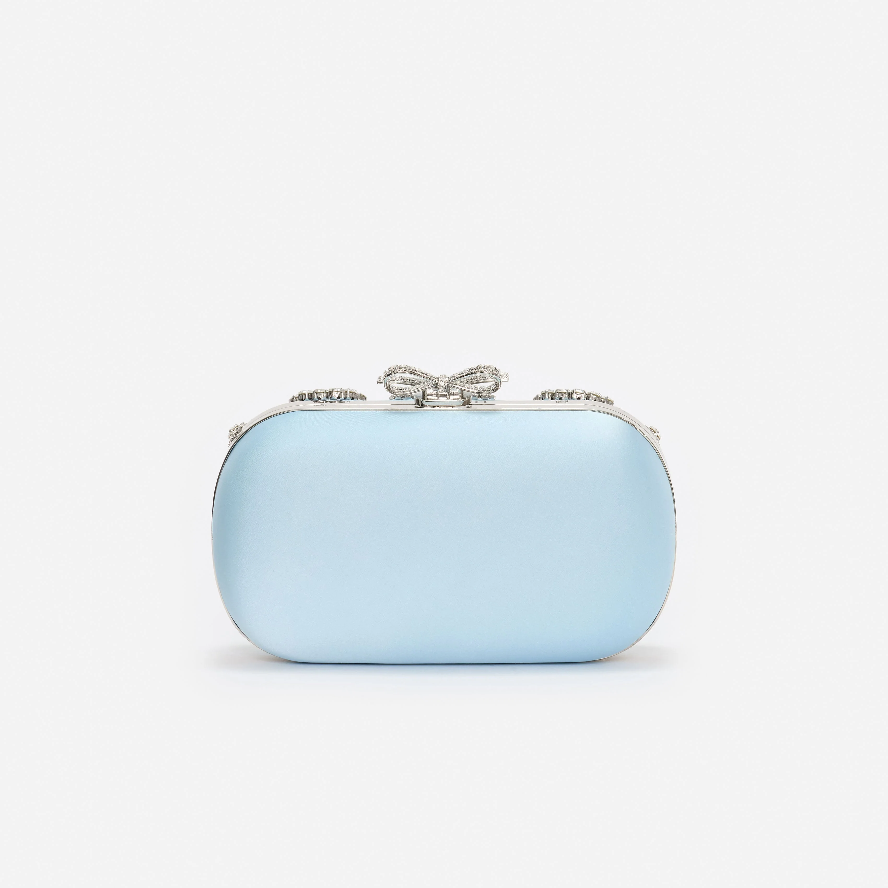 Blue Satin Multi Crystal Clutch Bag - Image 3