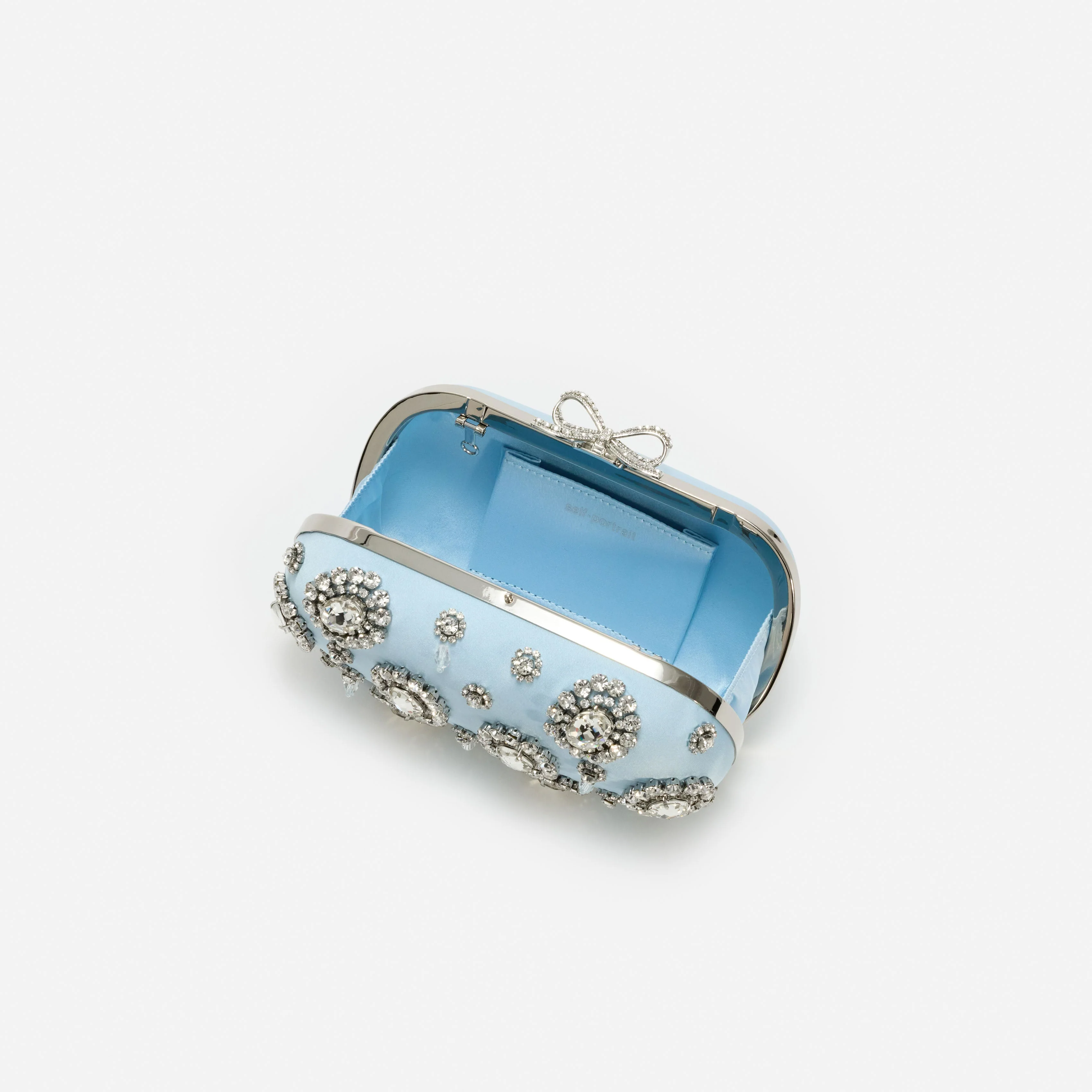 Blue Satin Multi Crystal Clutch Bag - Image 5