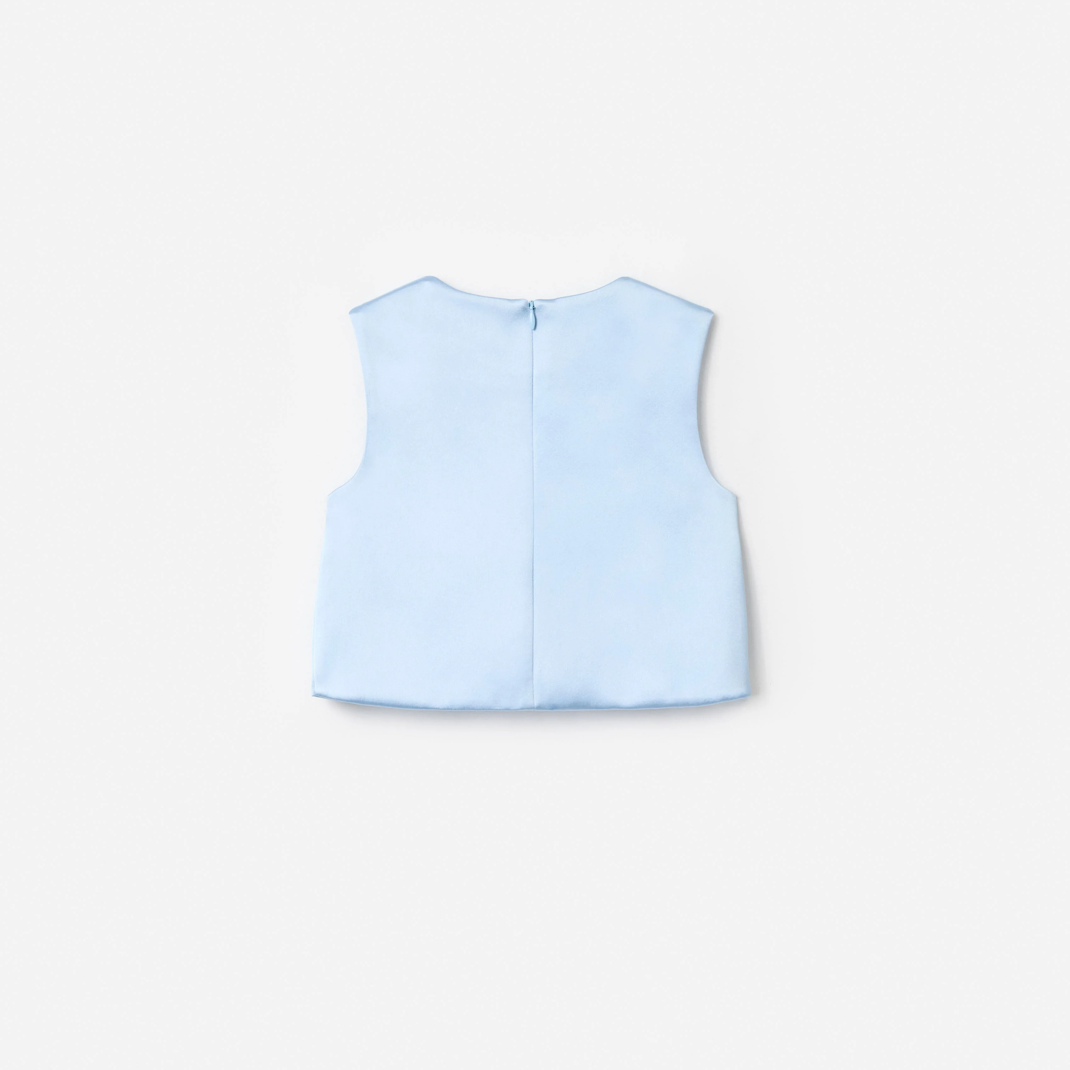 Blue Satin Sequin Flower Top - Image 2