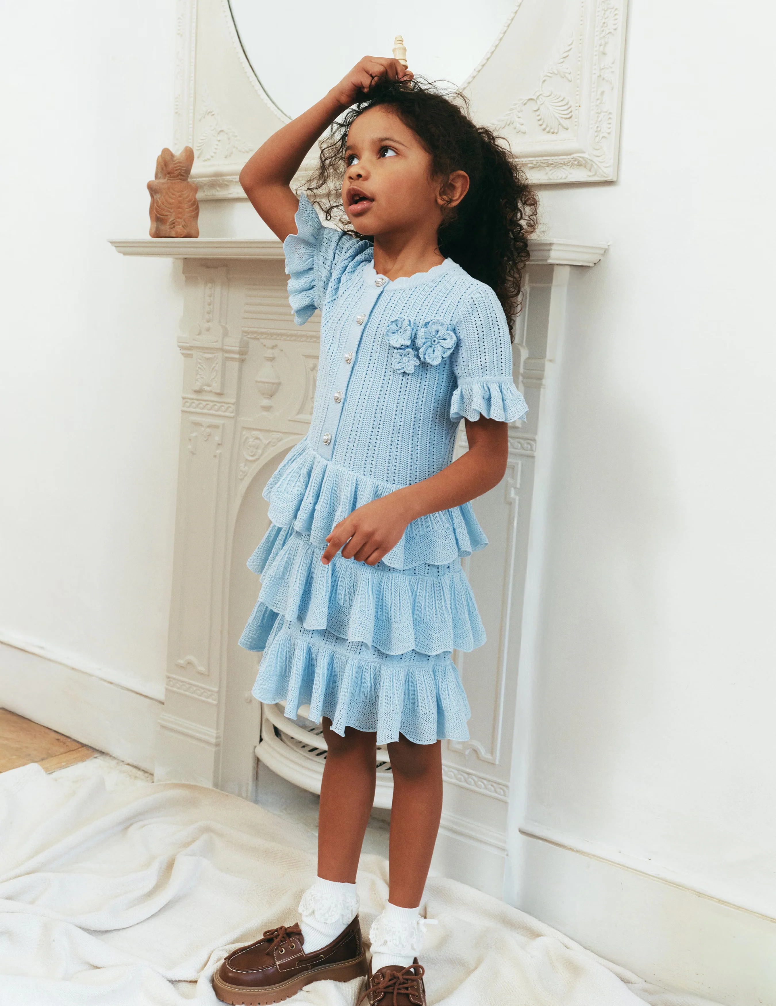 Blue Tiered Knit Dress - Image 3