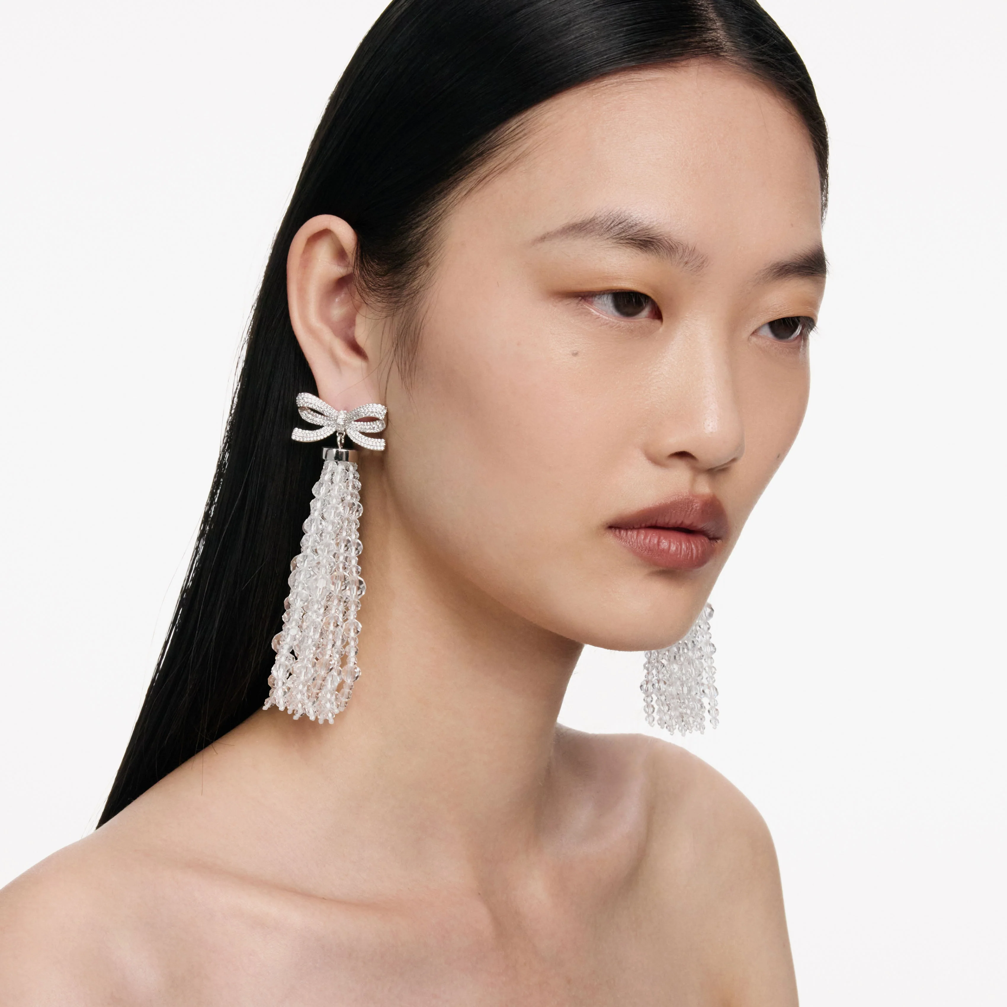 Bow Beaded Waterfall Earrings - Image 4