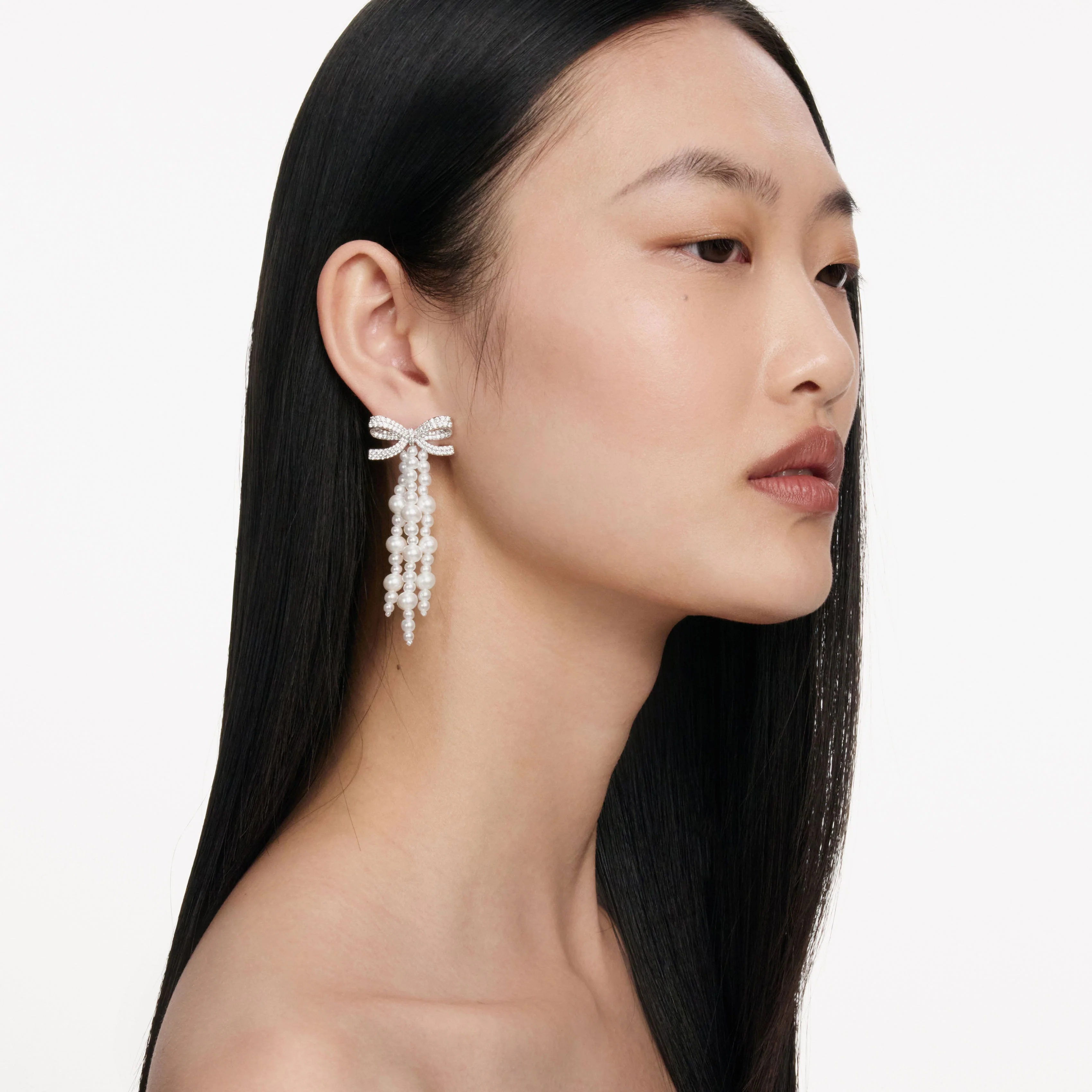 Bow Pearl Waterfall Earrings - Image 4