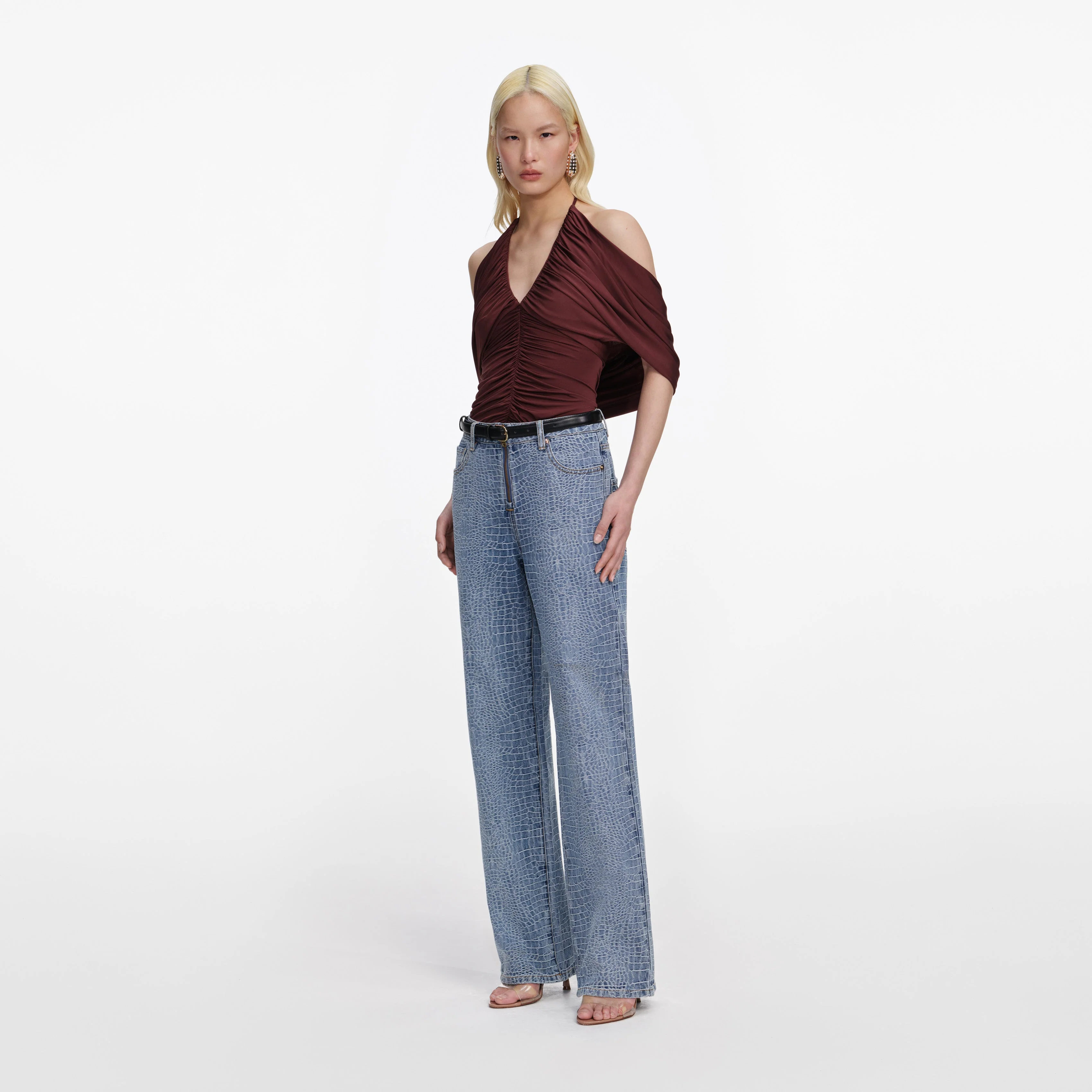 Brown Jersey Drape Top - Image 2
