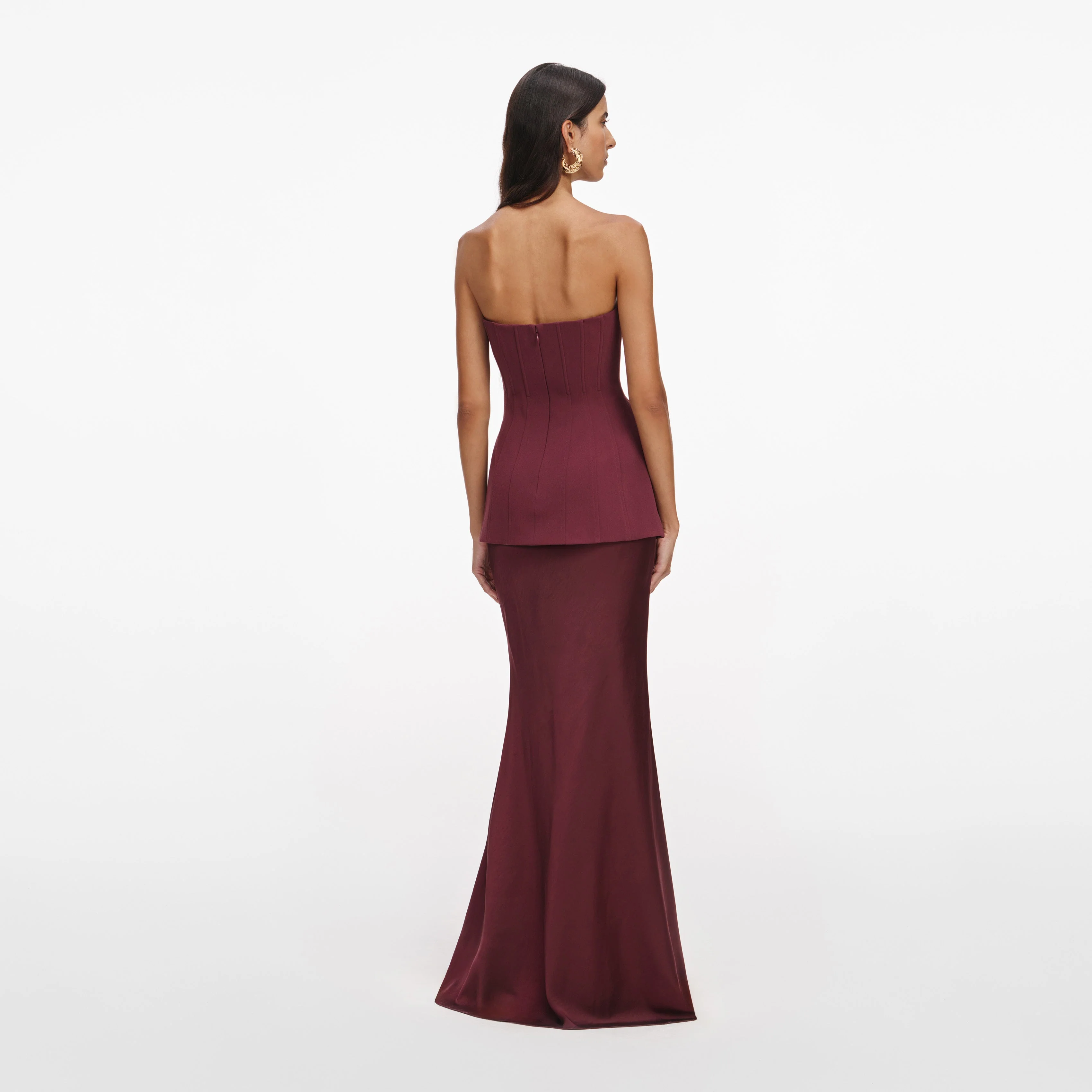 Burgundy Bandeau Maxi Dress - Image 3