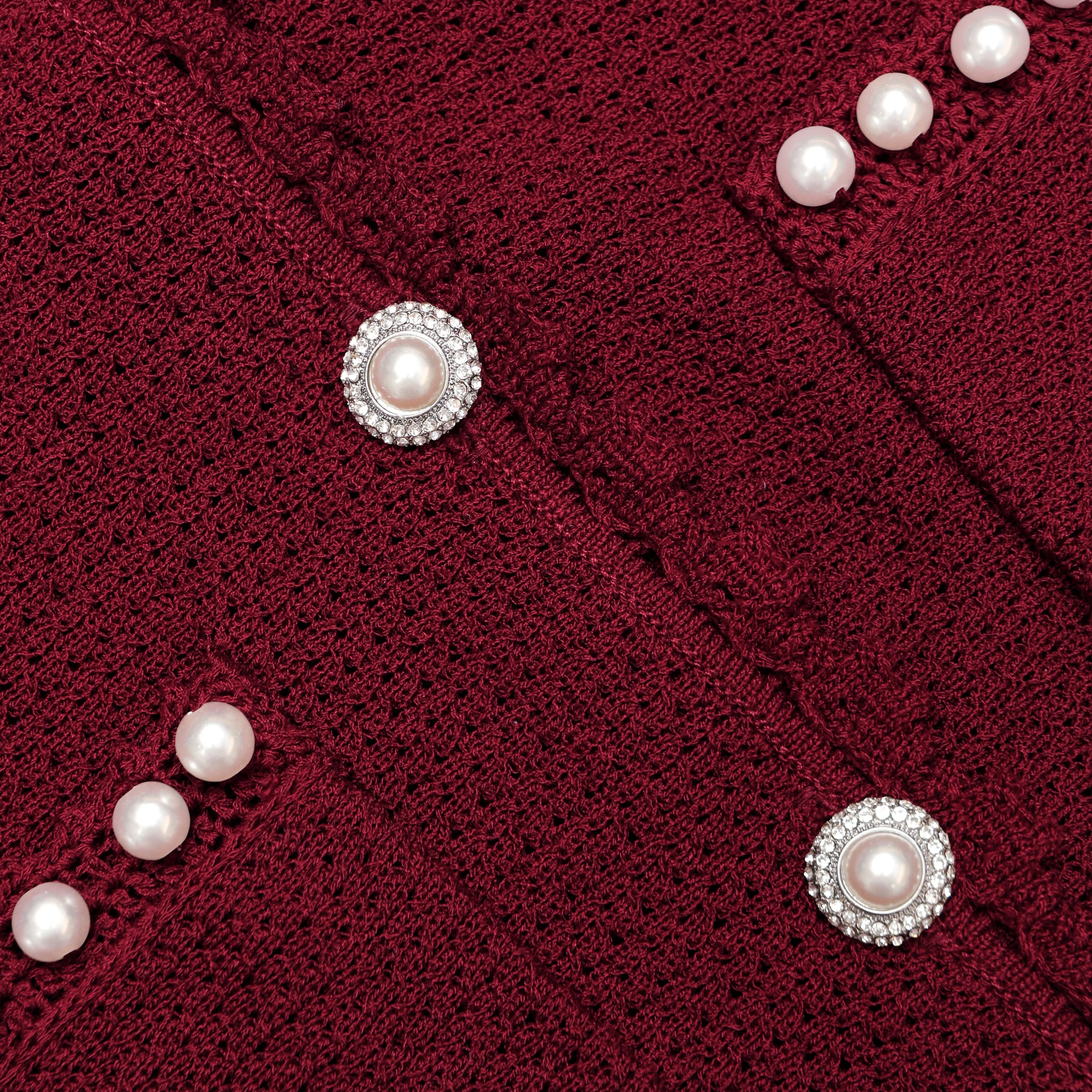 Burgundy Pearl Knit Midi Dress - Image 5