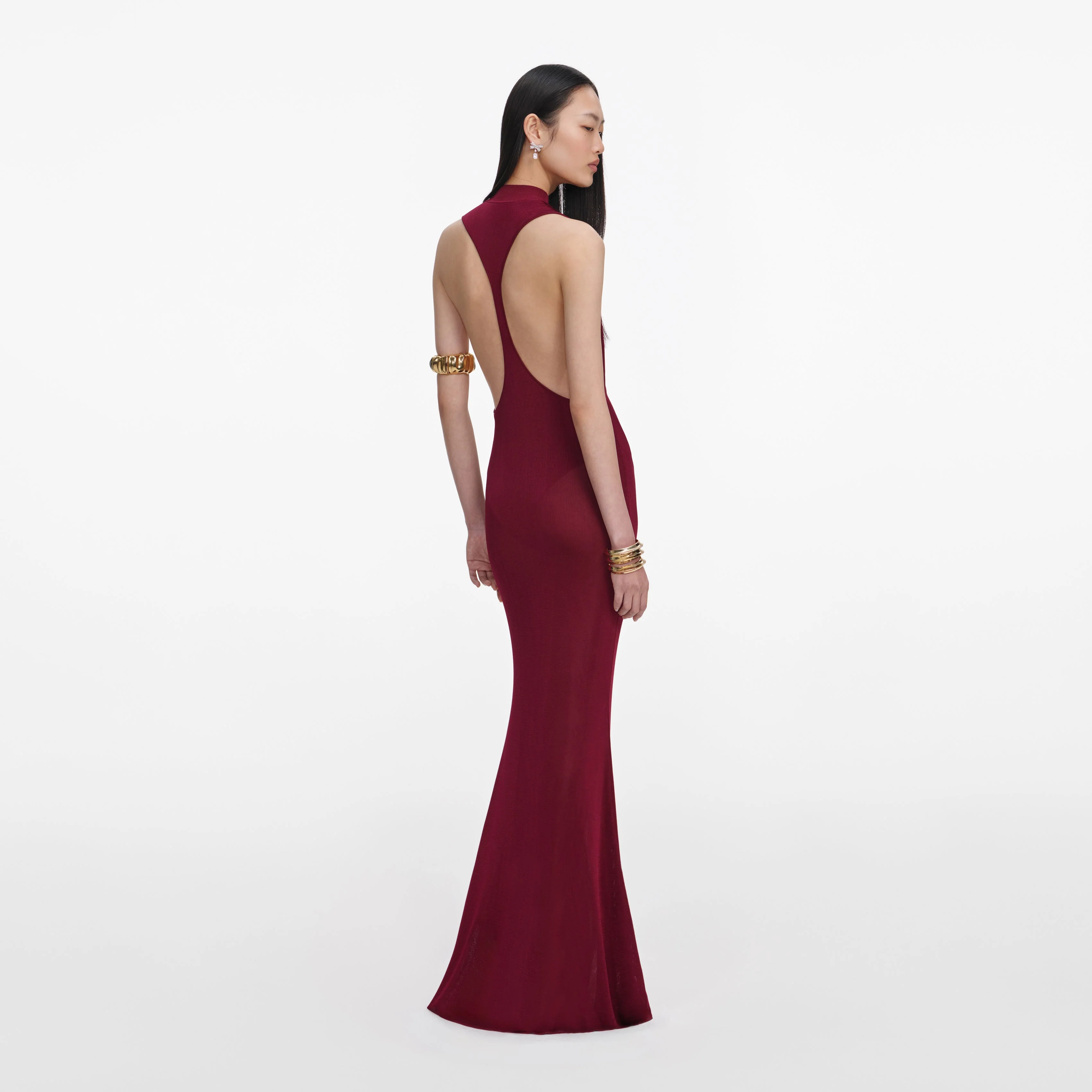 Burgundy Racer Back Viscose Knit Maxi Dress - Image 3