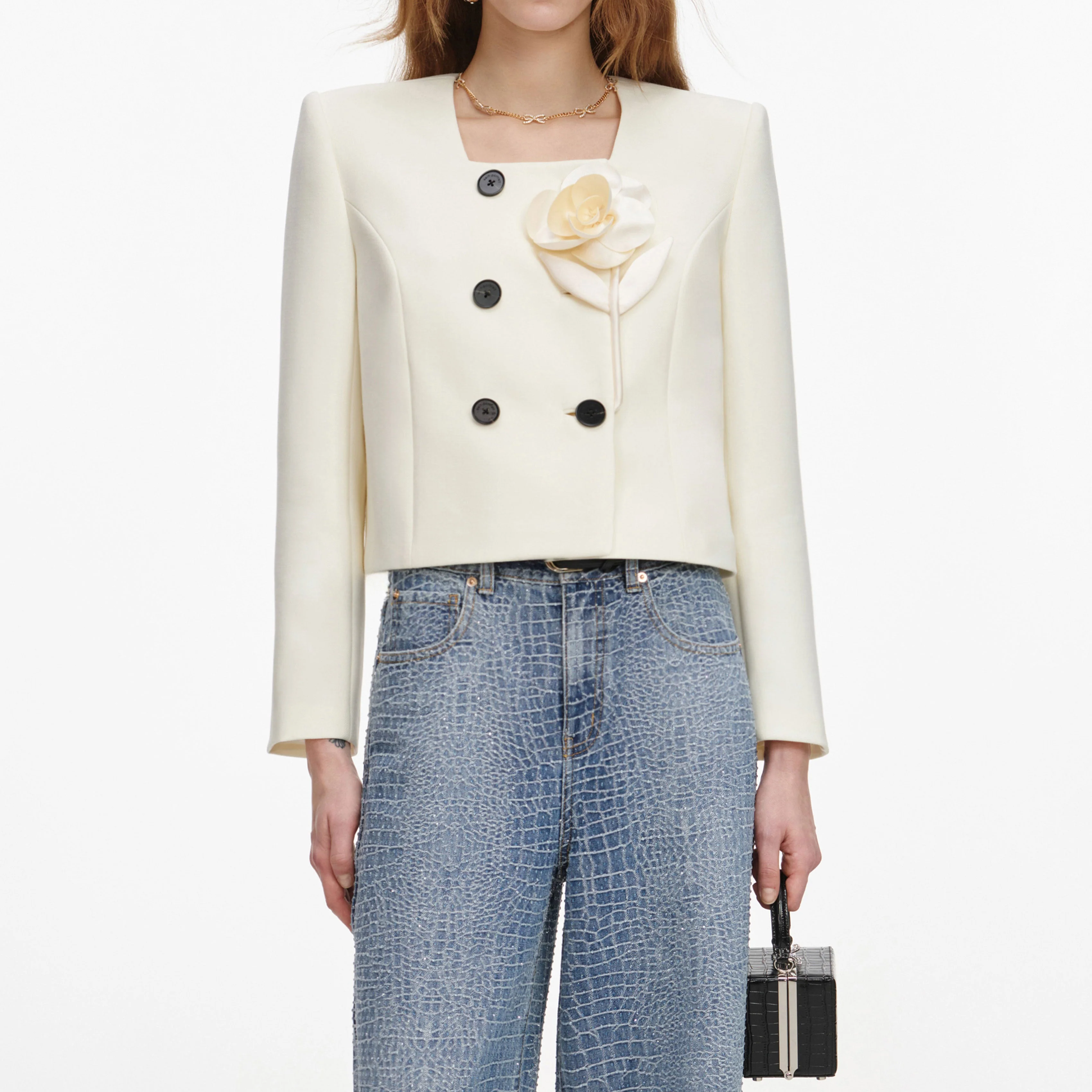 Cream 3D Flower Jacket - Image 4