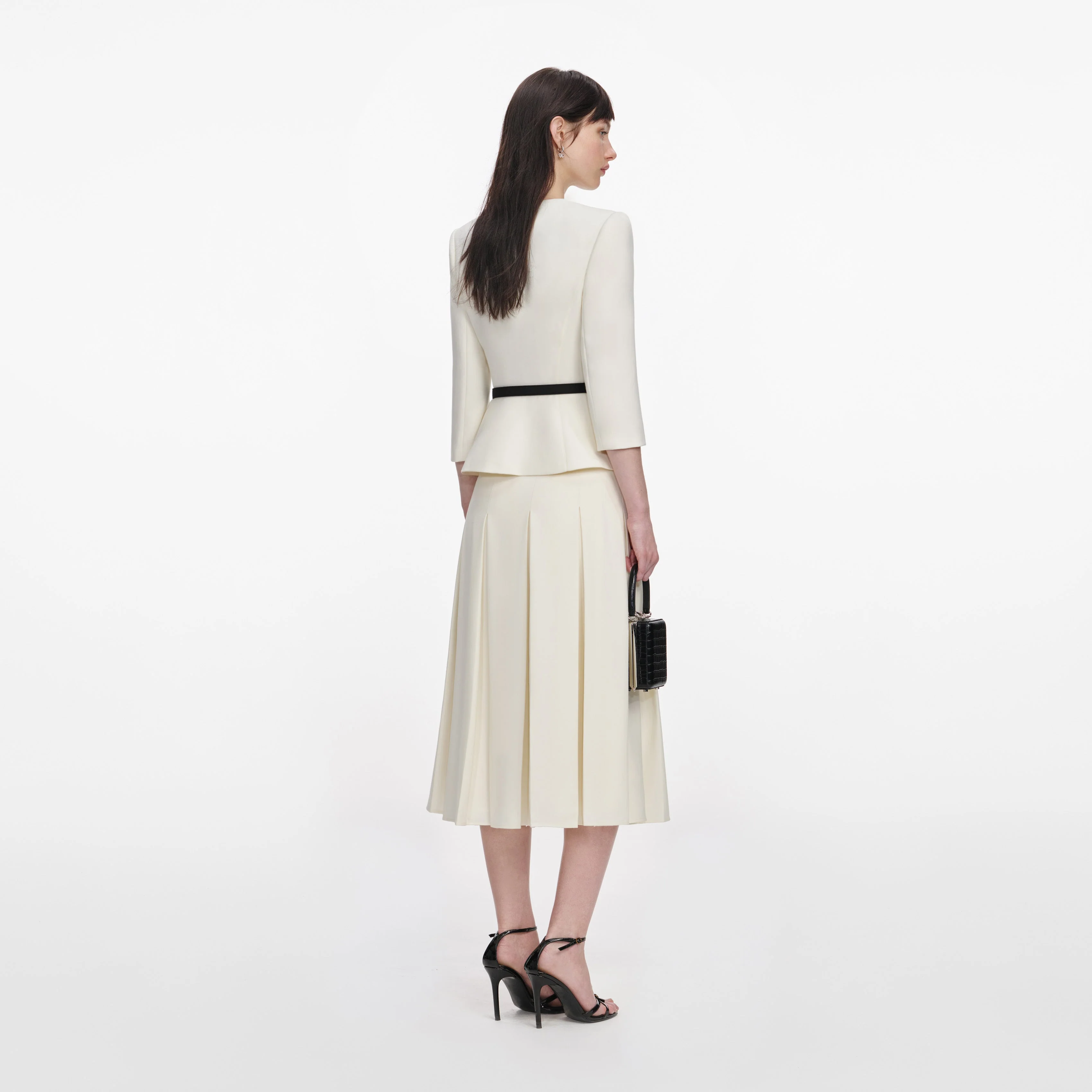 Cream 3D Flower Tailored Midi Dress - Image 3